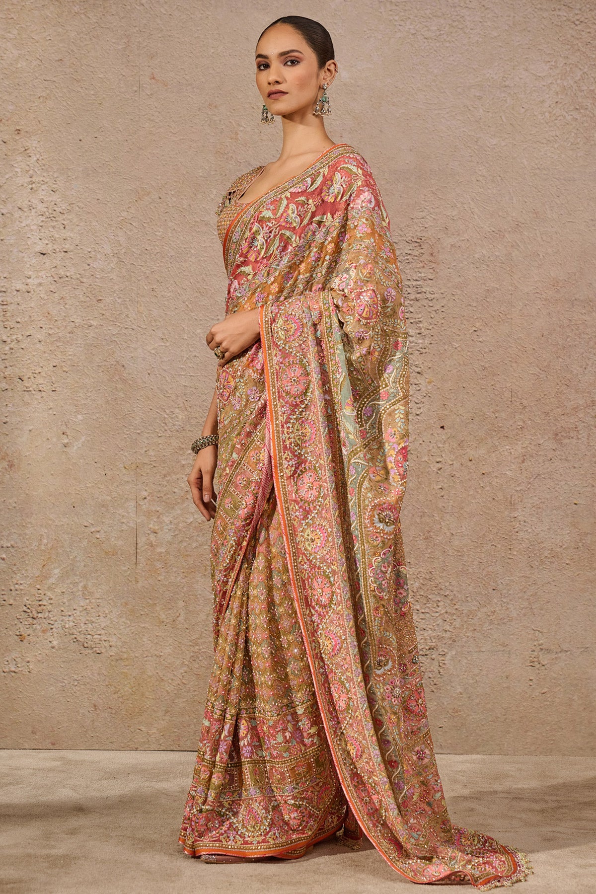 Floral Motif Aari Bridal Saree