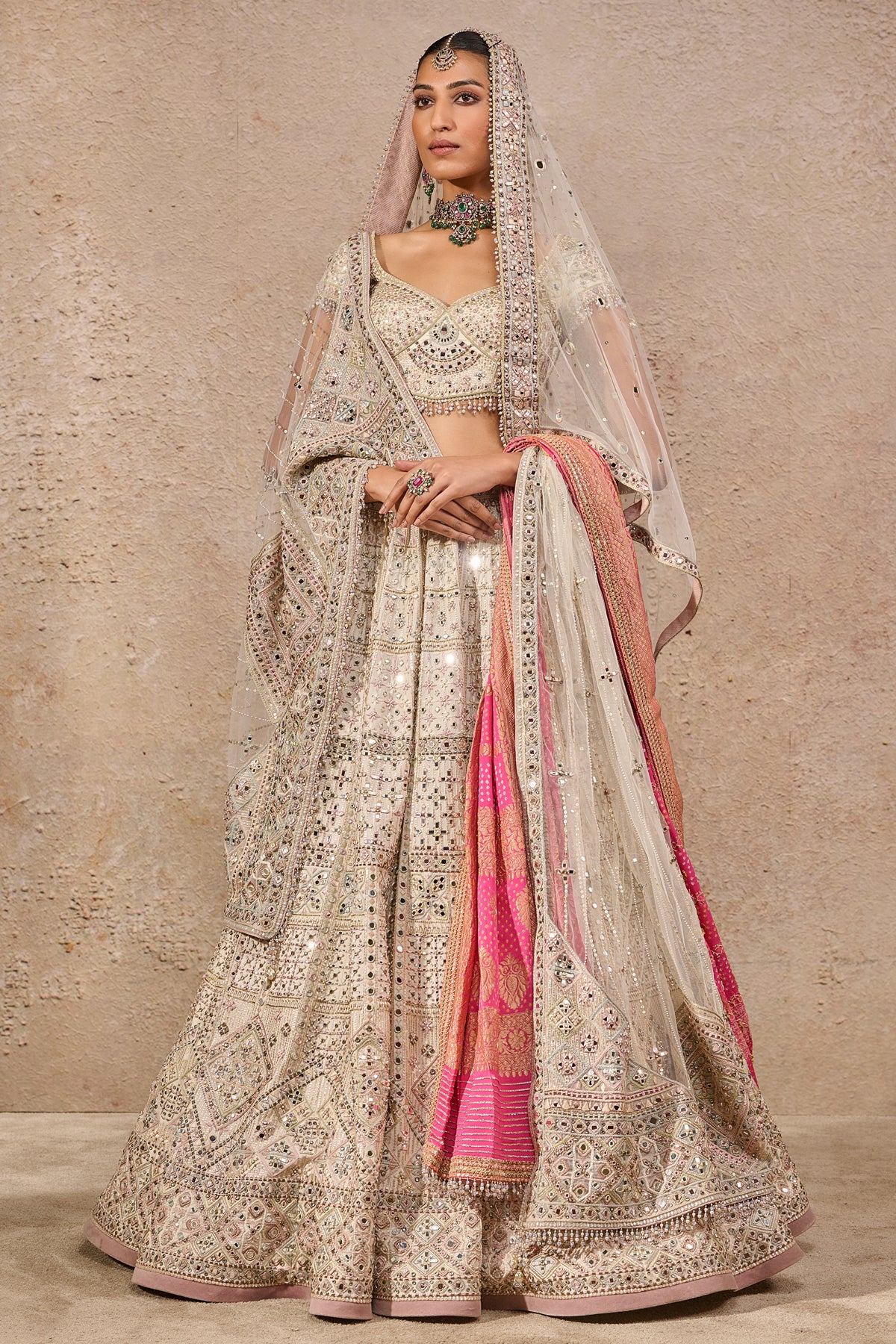 Hand Embroidered Mirror Work Lehenga