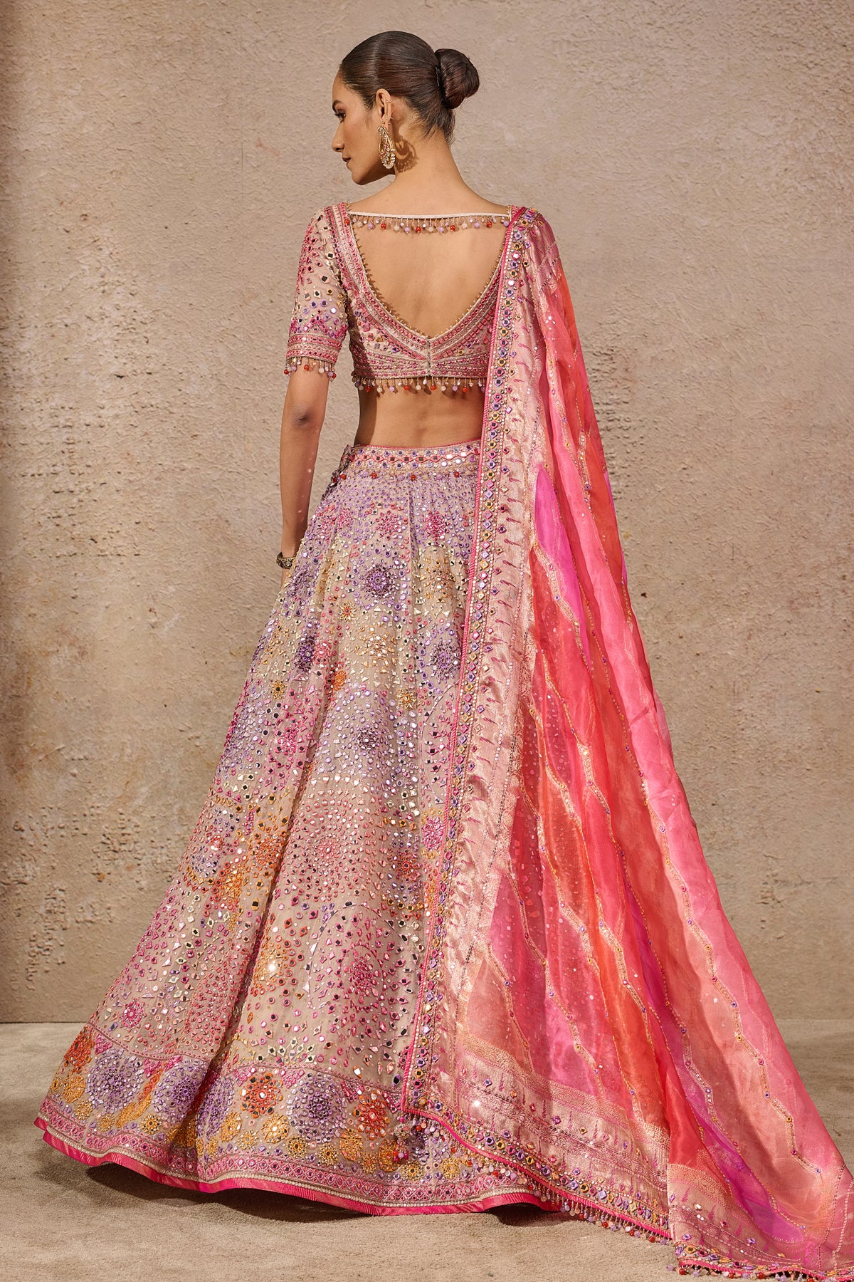 Hand Embroidered Mirror Work Lehenga