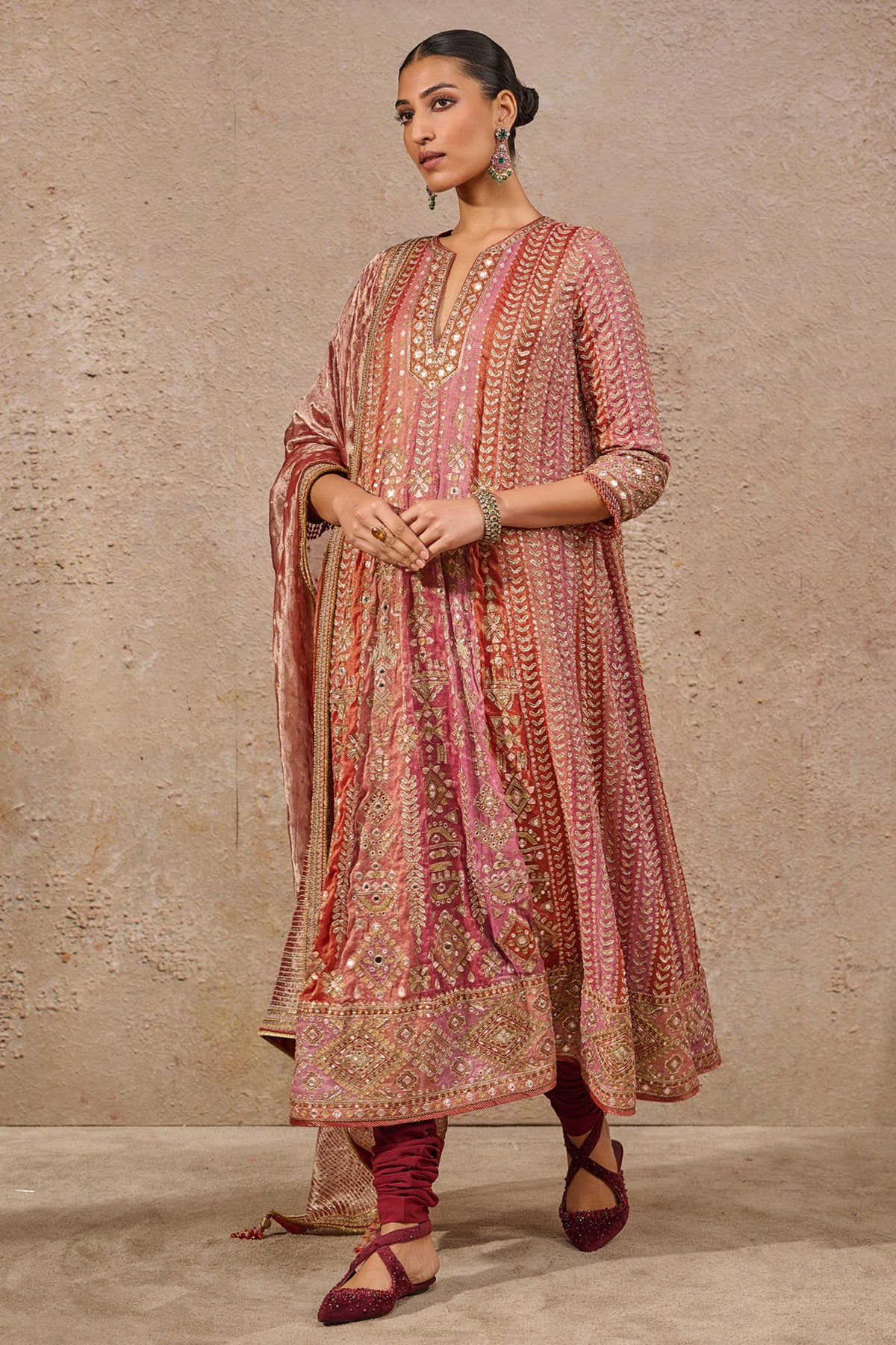 Kashida Mirror Work Kurta Set