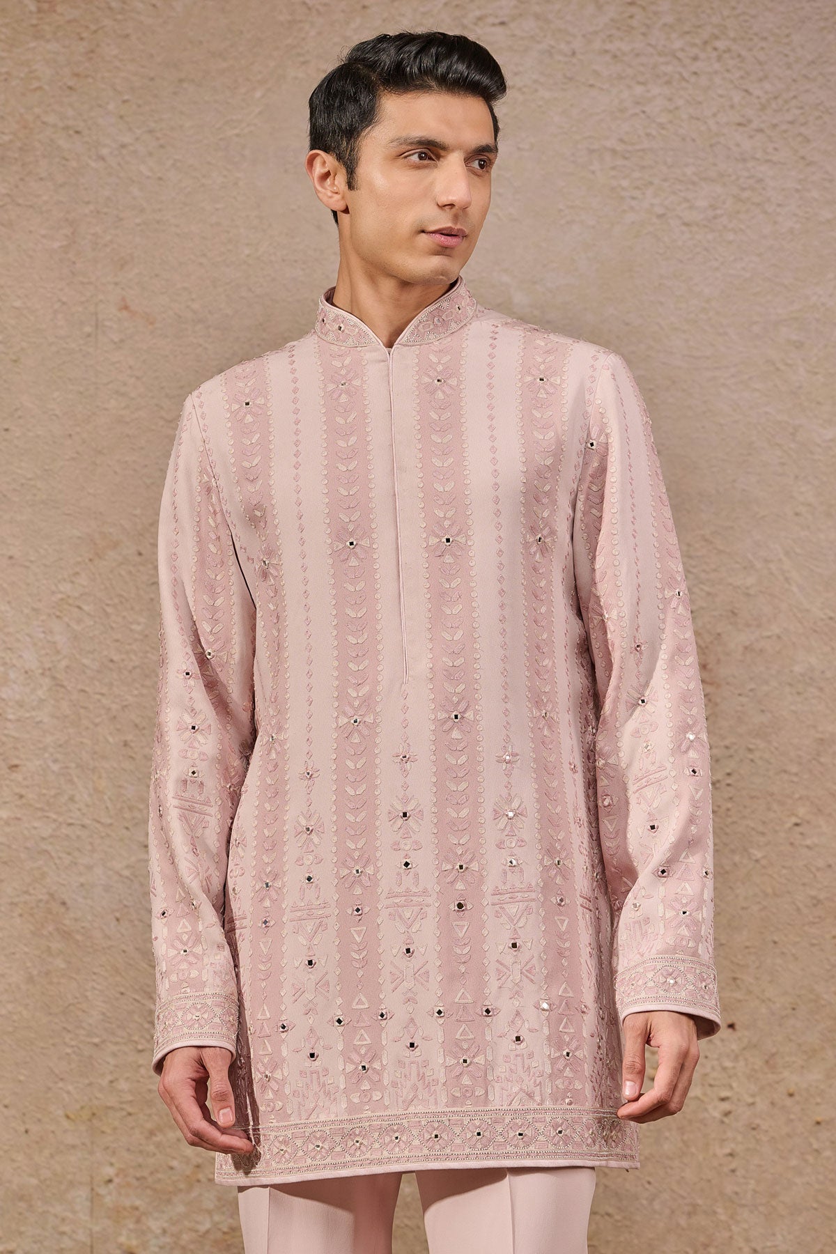 Striped Mirror Work Short Kurta