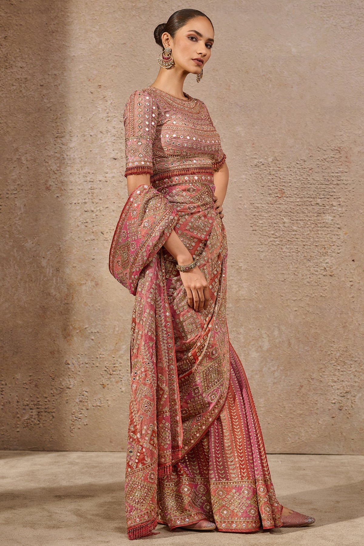 Kashida Mirror Work Saree