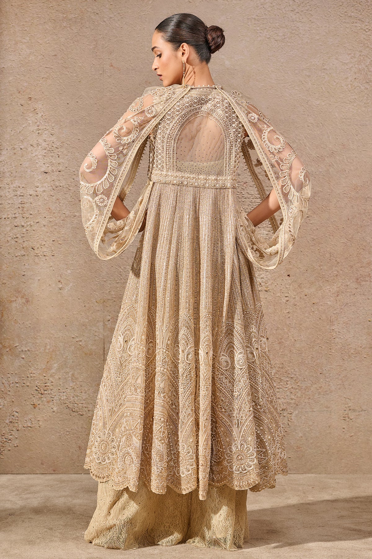 Resham Embroidered Jacket And Lace Pants Co Ord Set