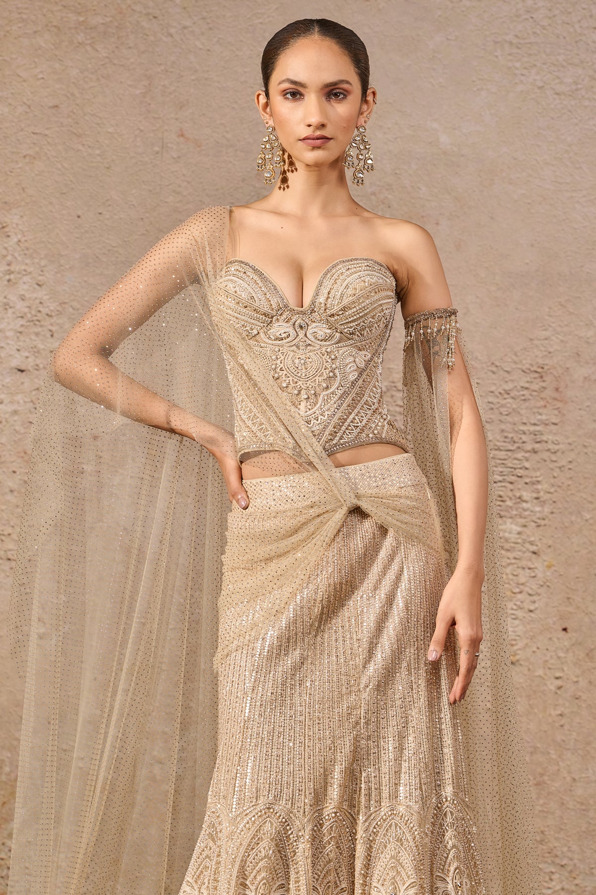 Resham Embroidered Fishtail Skirt & Corset Set