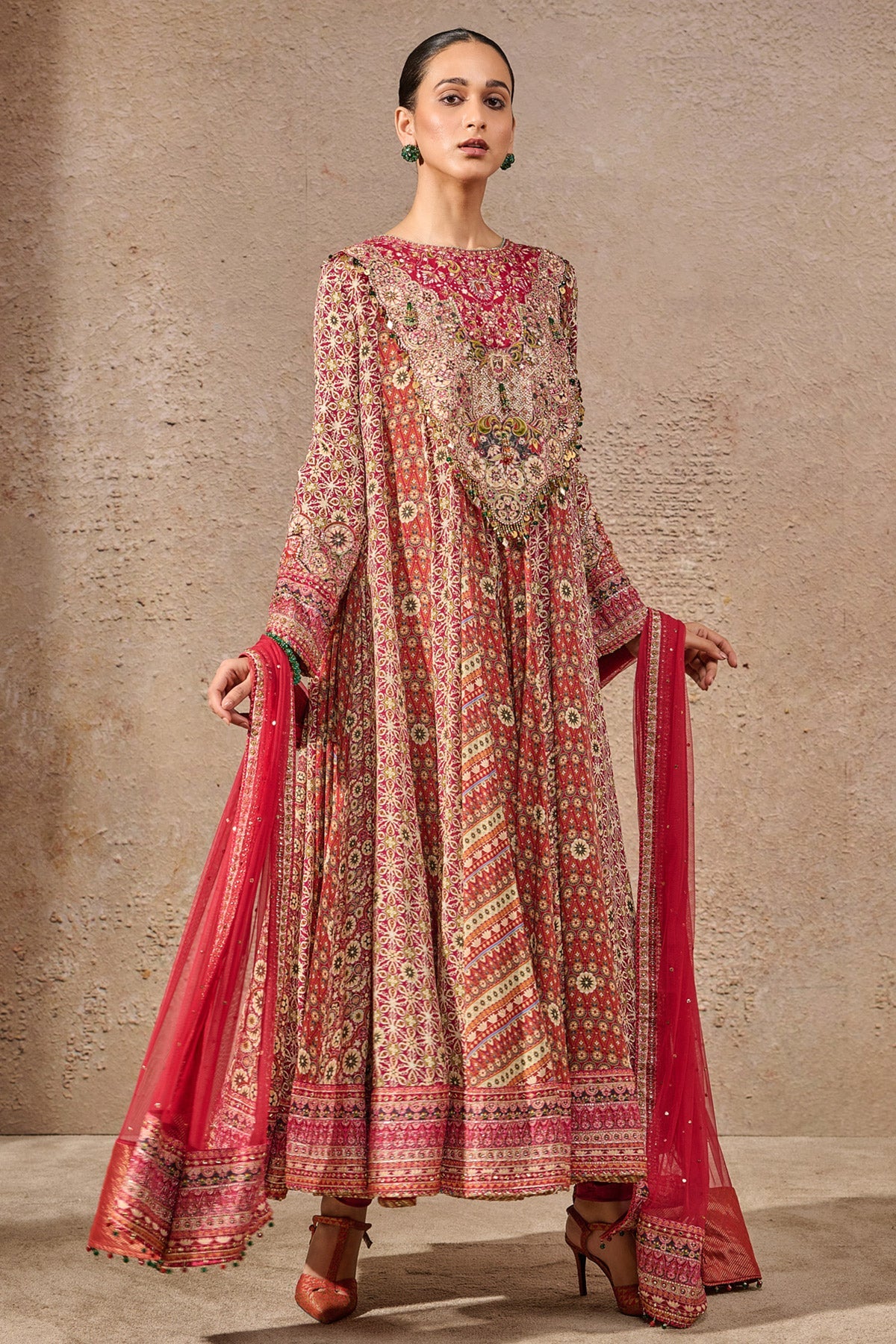 Embroidered Kashida Kalidar Kurta Set