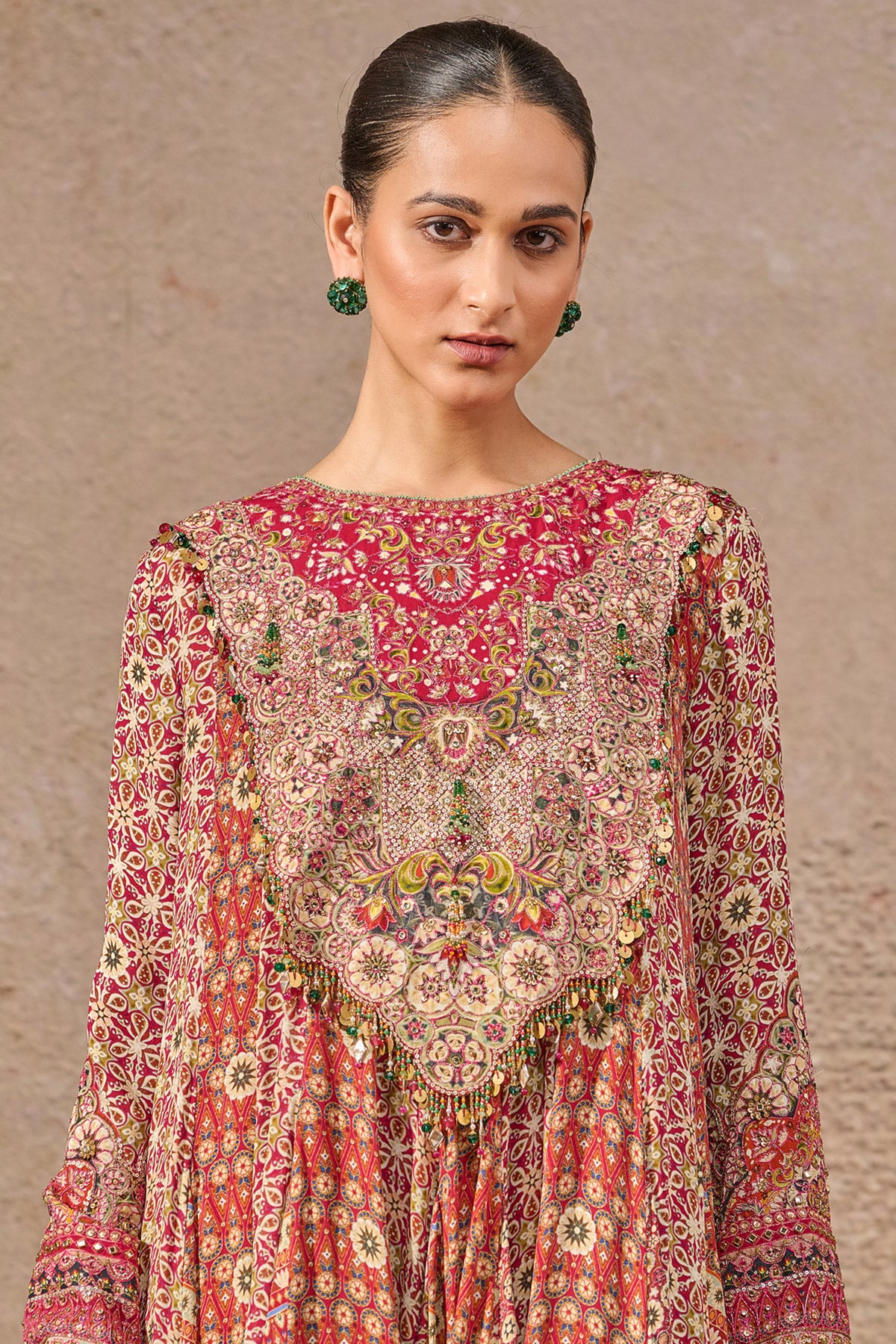 Embroidered Kashida Kalidar Kurta Set