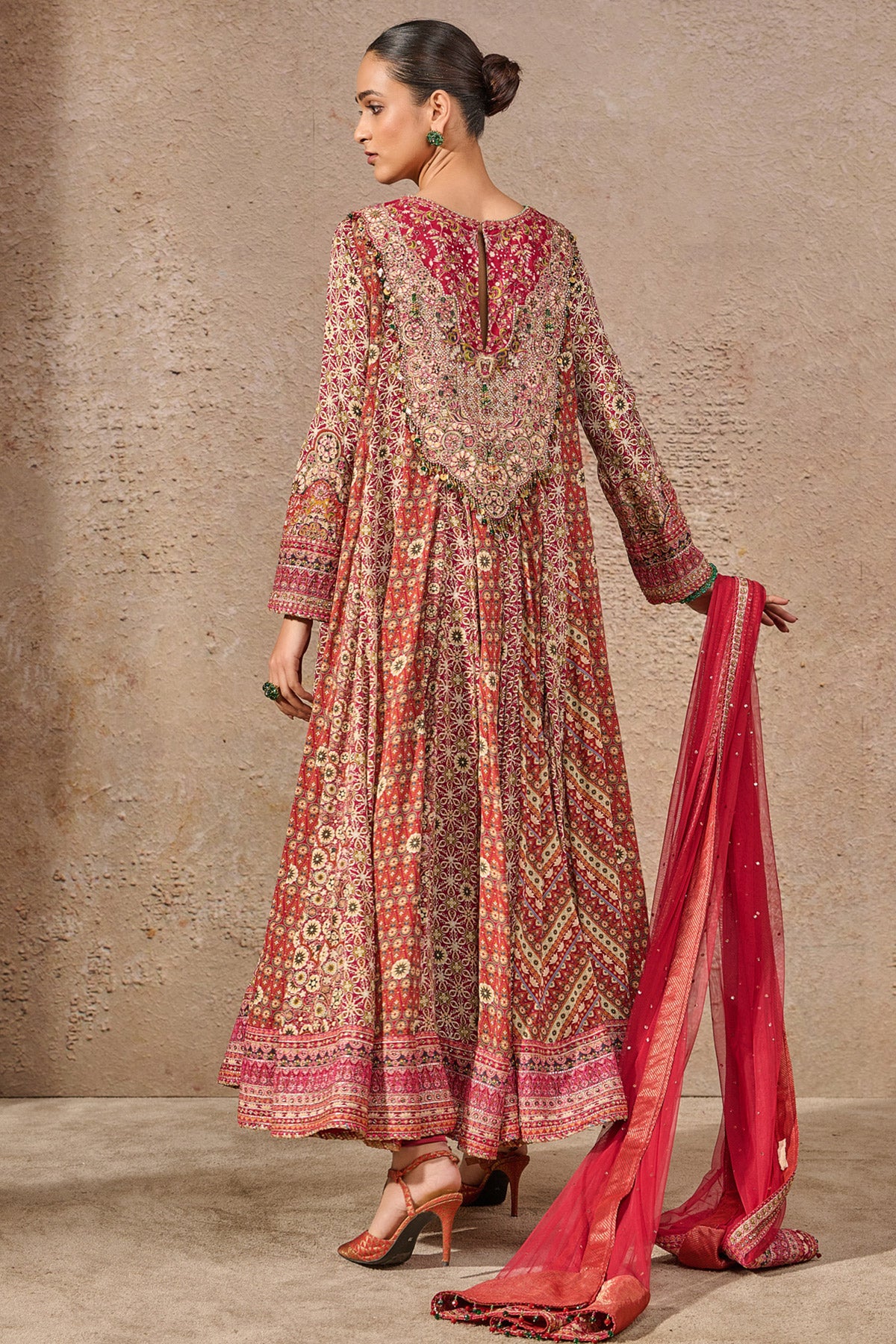 Embroidered Kashida Kalidar Kurta Set