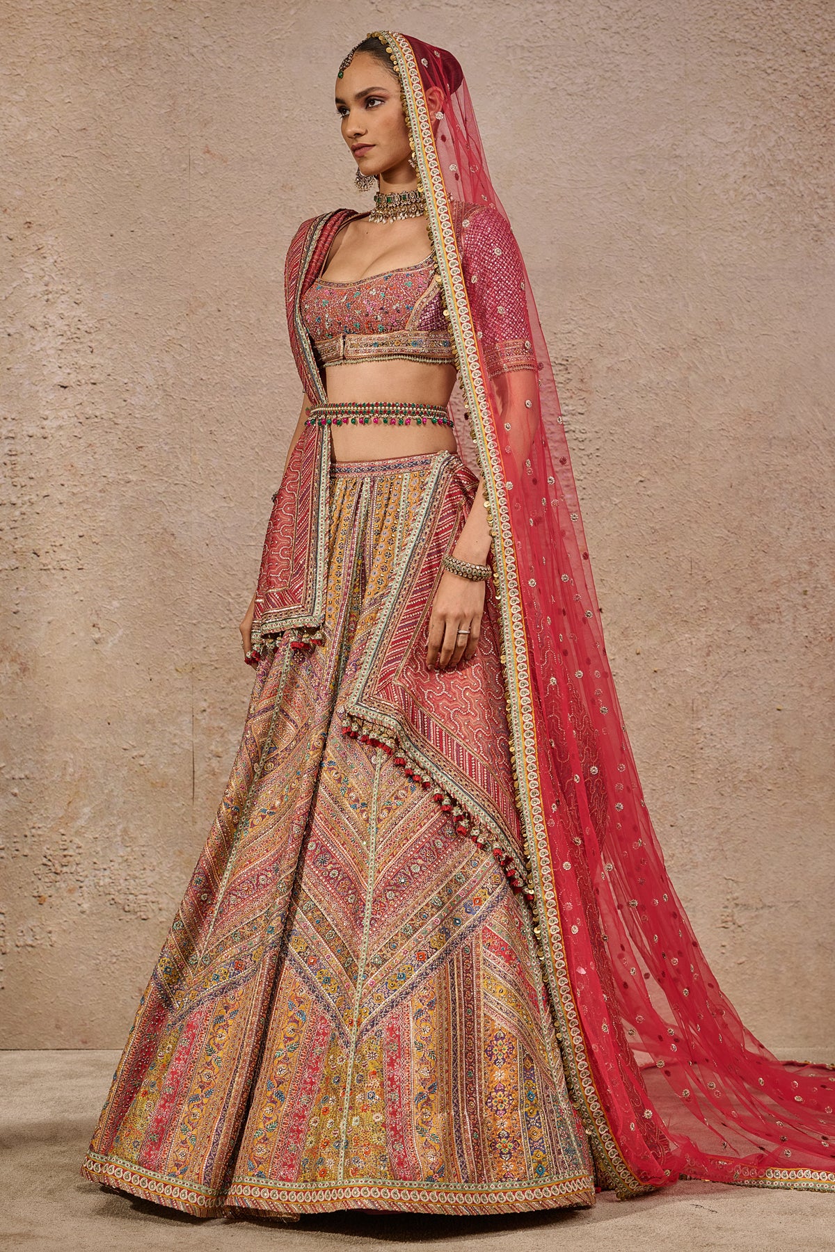Kashida Hand Embroidered Bridal Lehenga