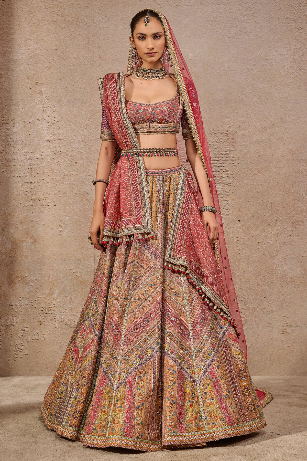 Kashida Hand Embroidered Bridal Lehenga