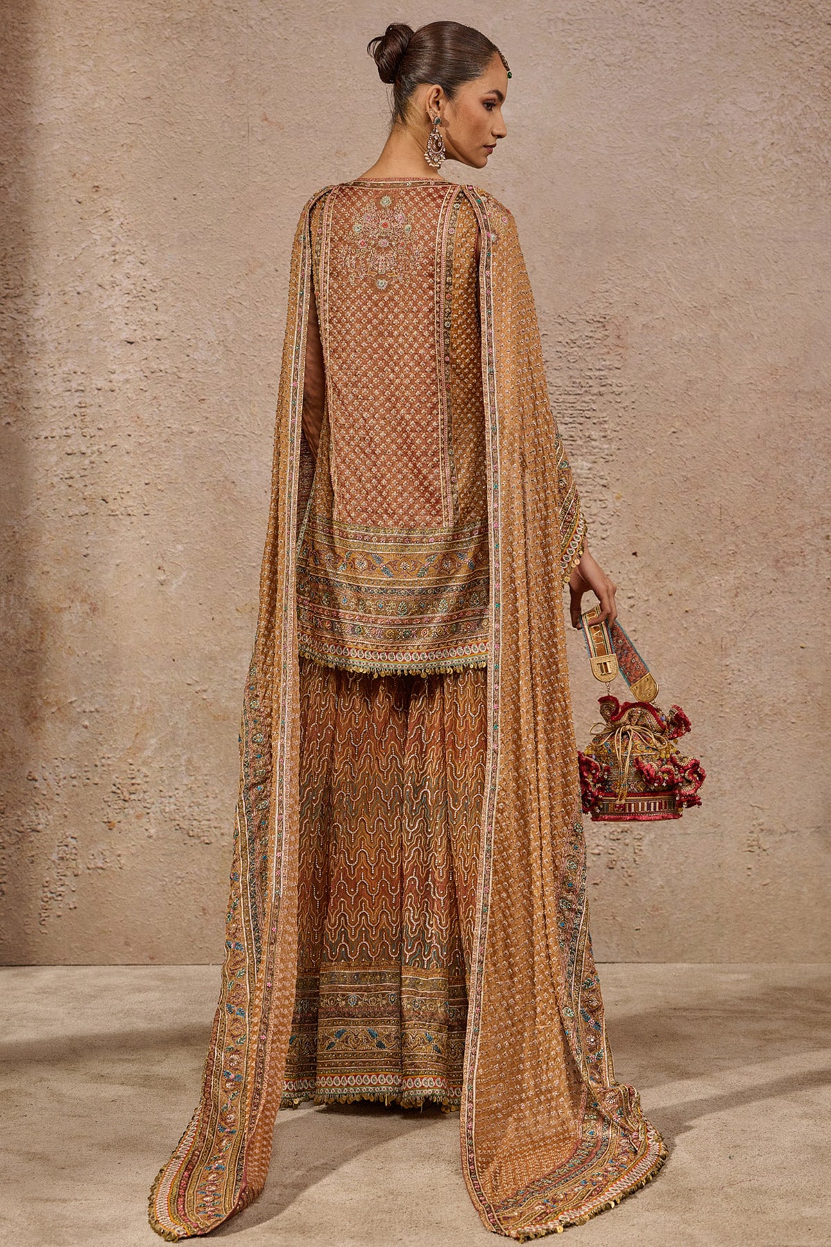 Kashida Hand Embroidered Kurta Sharara Set