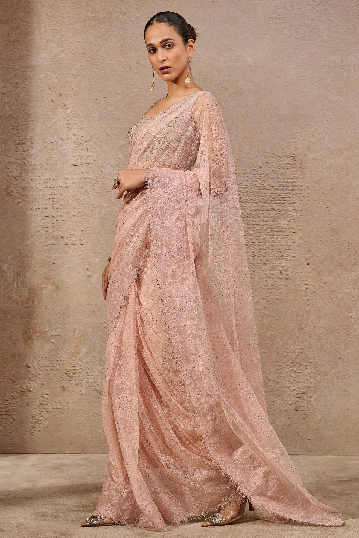 Classic Chantilly Lace Saree