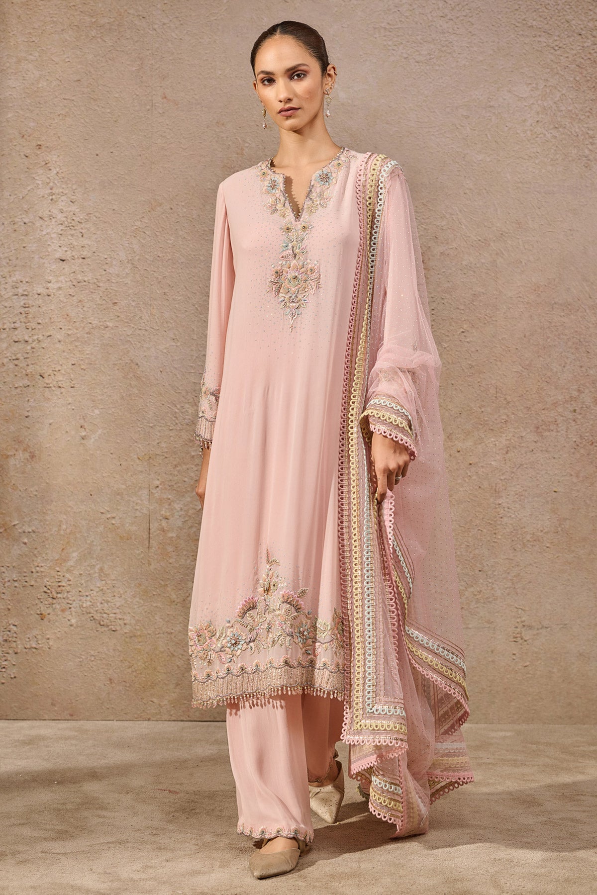 Floral Embroidered Suit Set