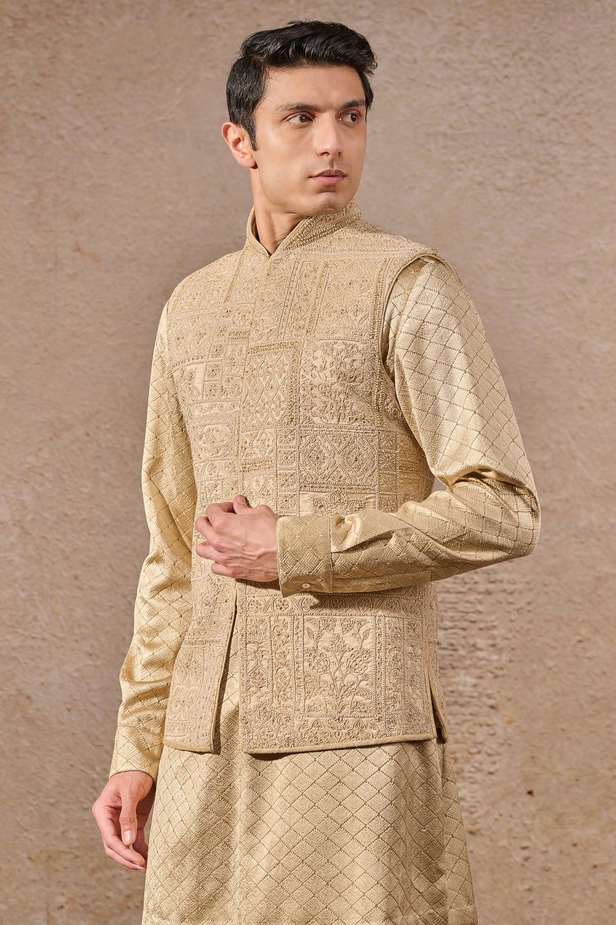 Languid Summer Geometric Embroidered Waistcoat