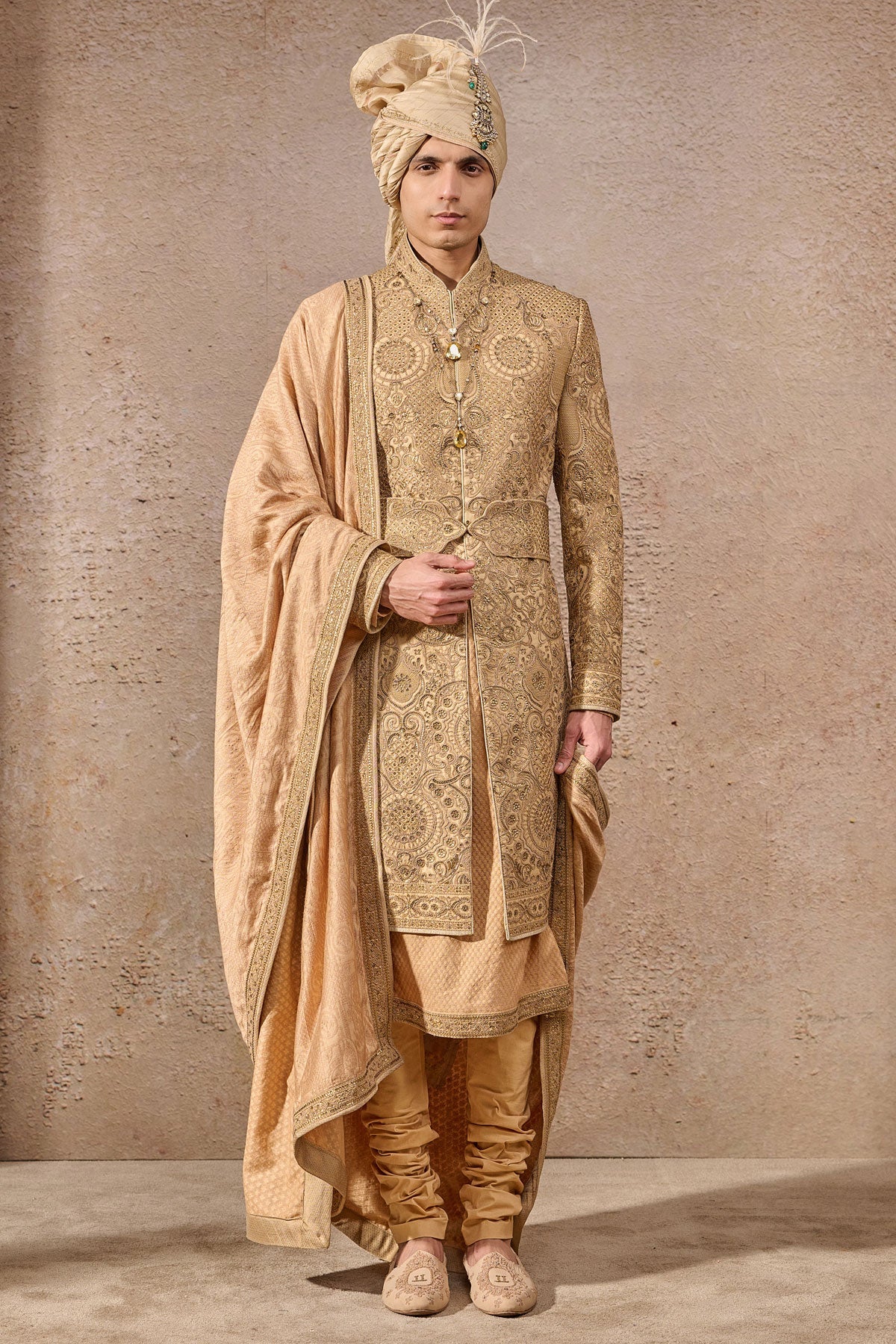Languid Summer Classic Groom Hand Embroidered Sherwani