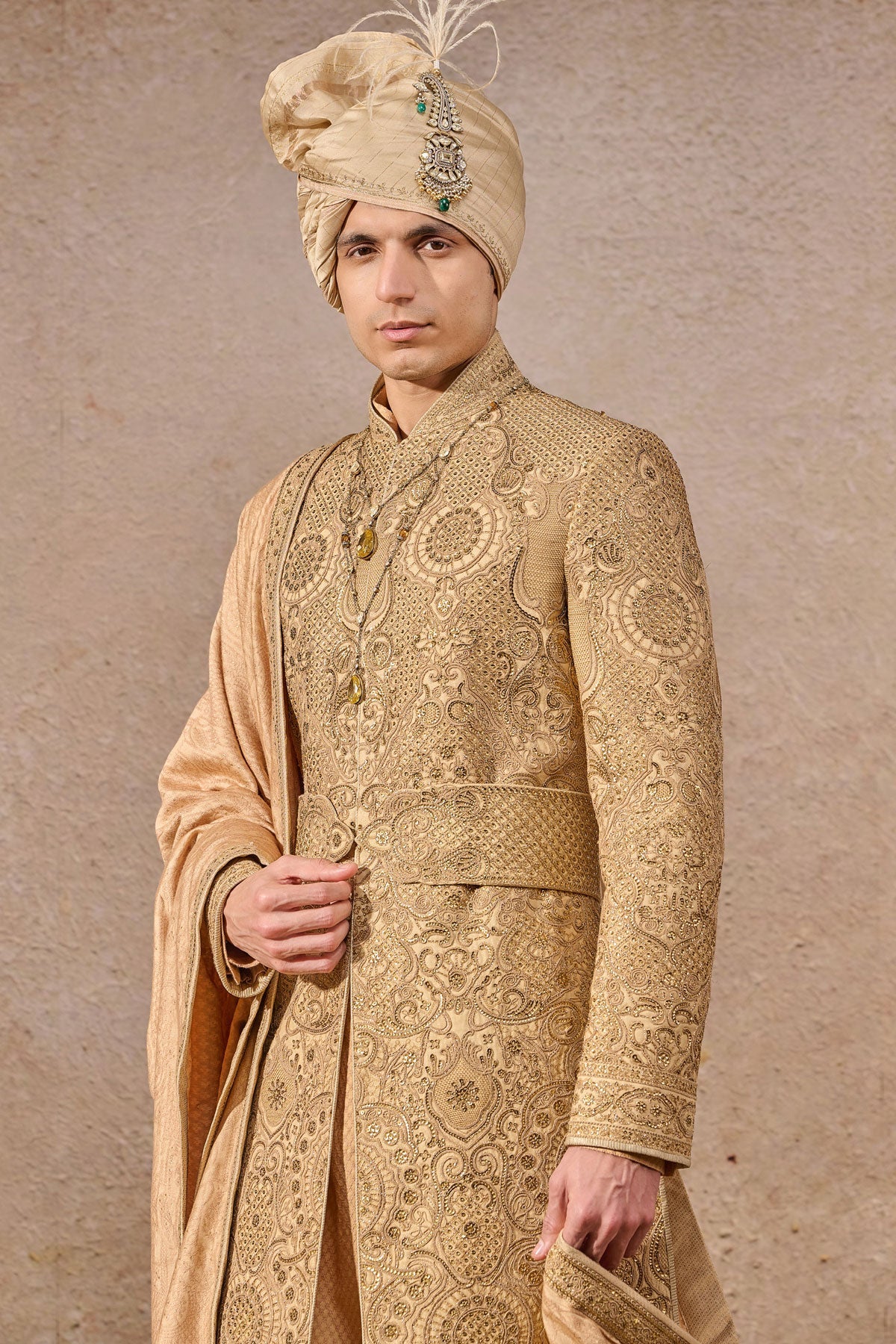 Languid Summer Classic Groom Hand Embroidered Sherwani