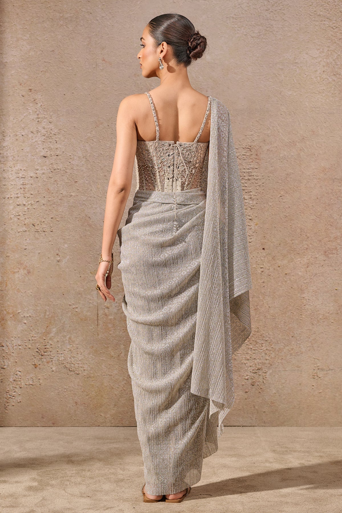 Languid Summer Metallic Crinkle Concept Saree