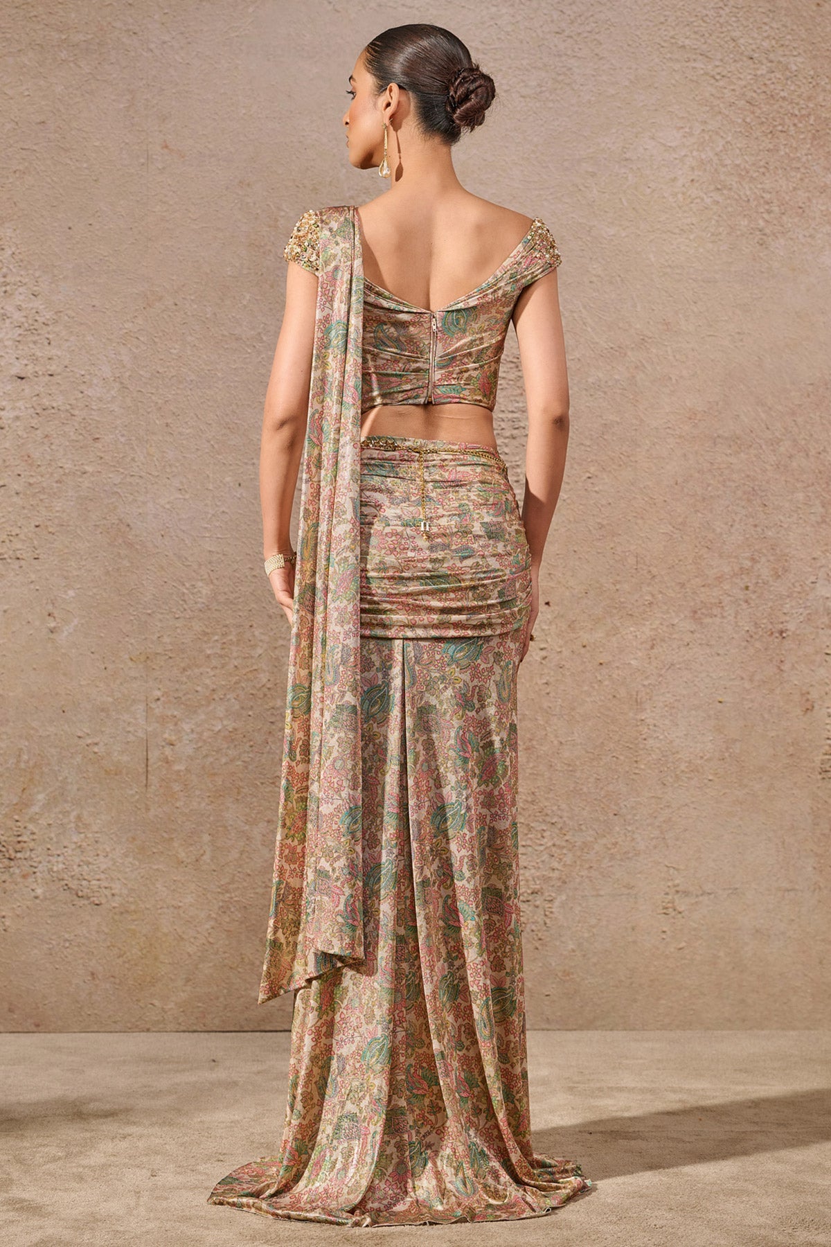 Printed Off Shoulder Concept Saree