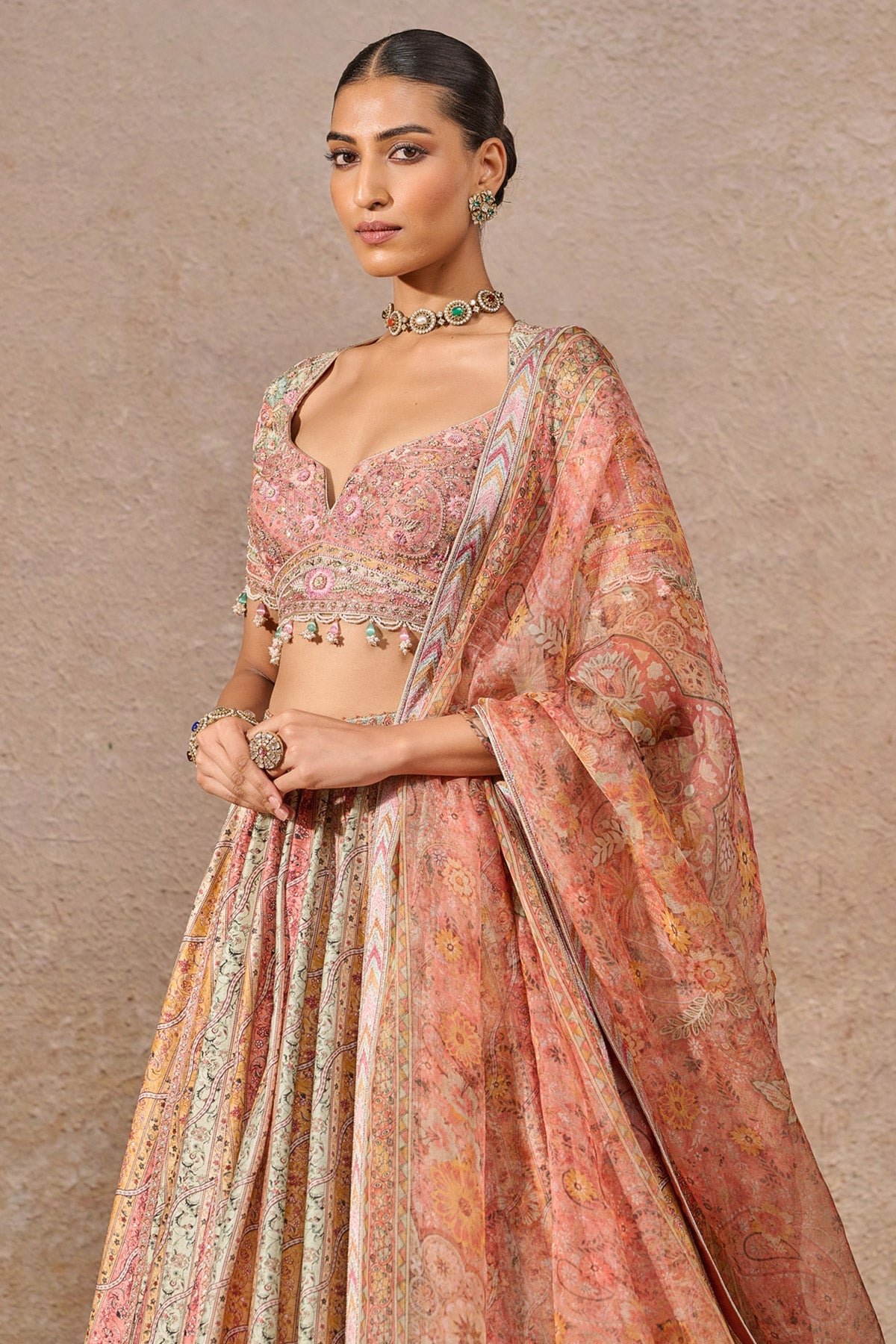 Printed Abstract Floral Lehenga