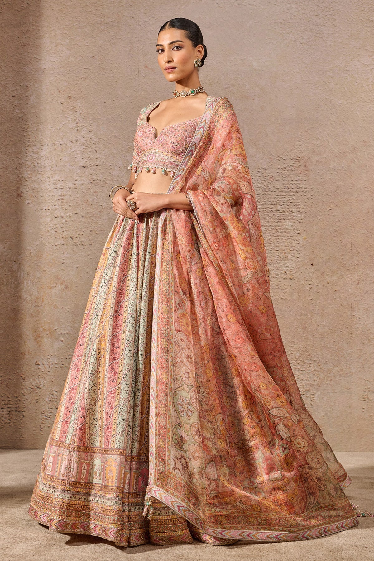 Printed Abstract Floral Lehenga