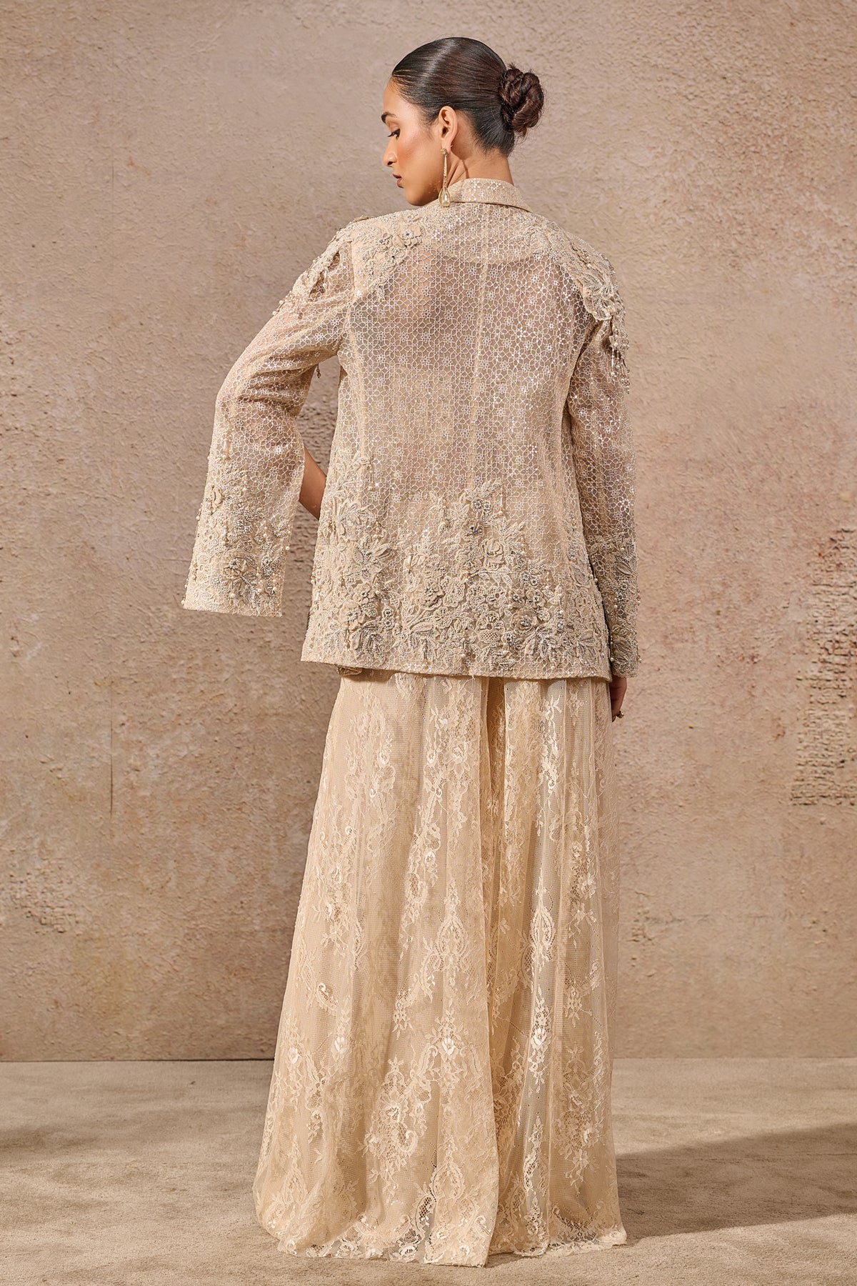 Hand Embroidered Sheer Jacket Co Ord Set