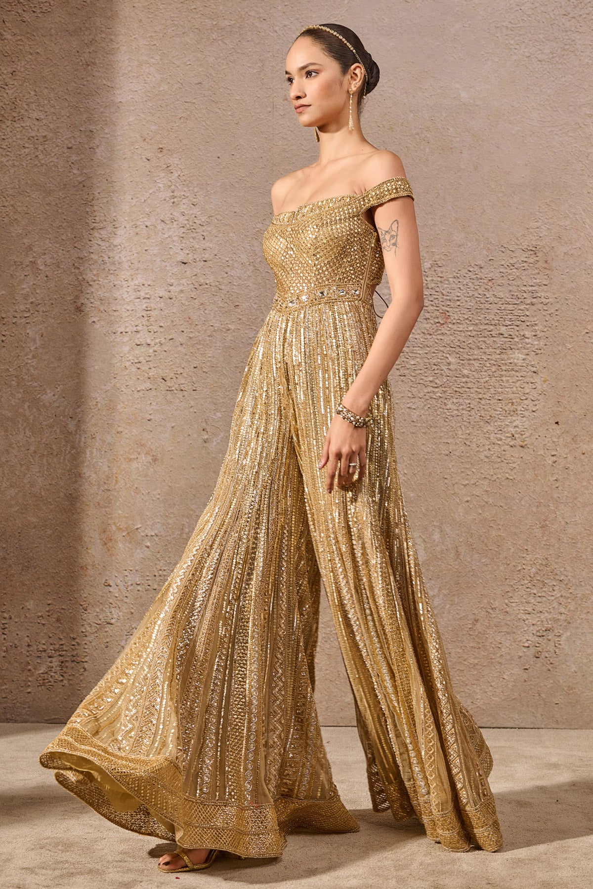 Stone & Sequin Studded Jumpsuit