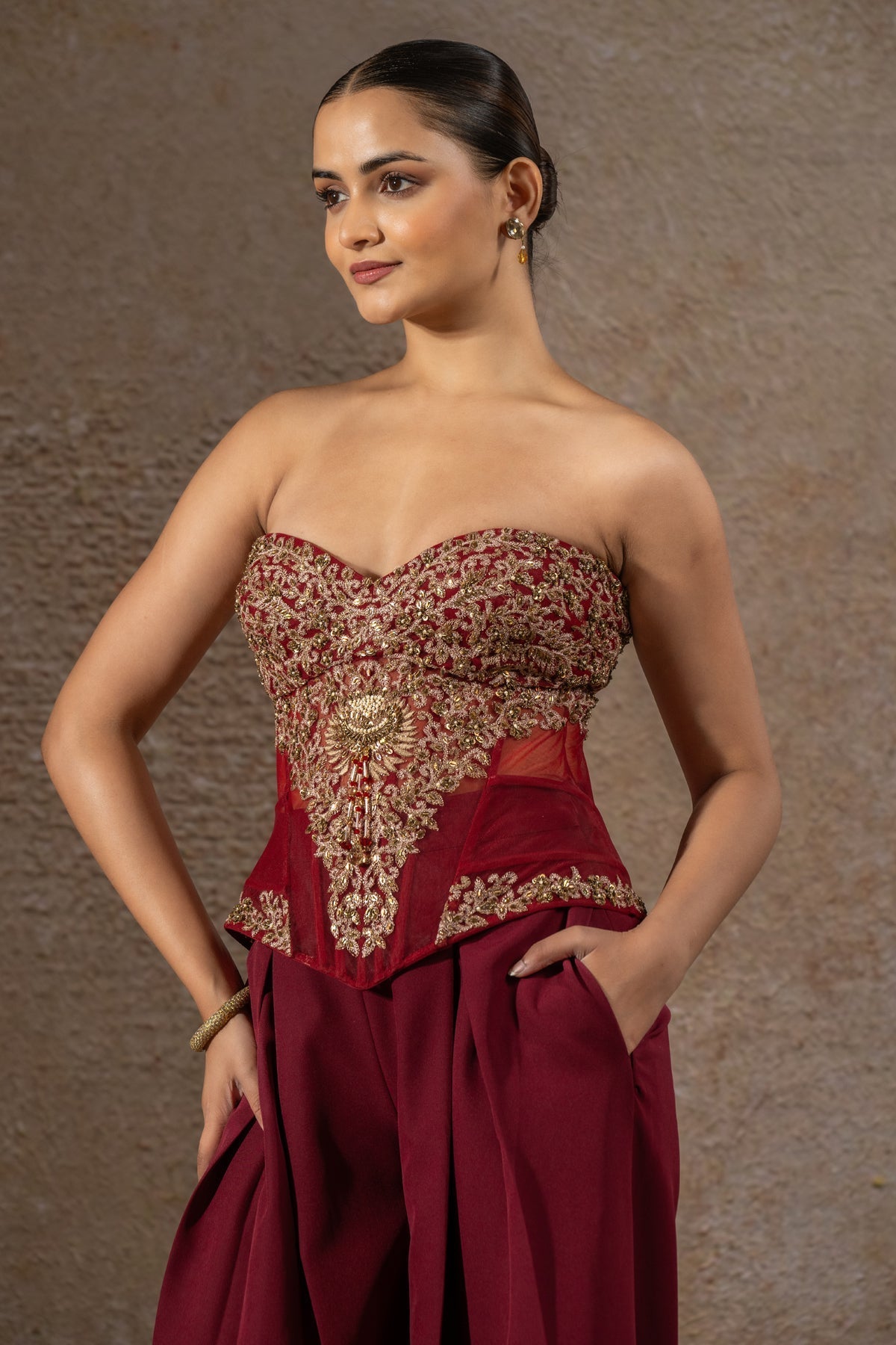 Golden Light Mughal Jewel Corset & Pants