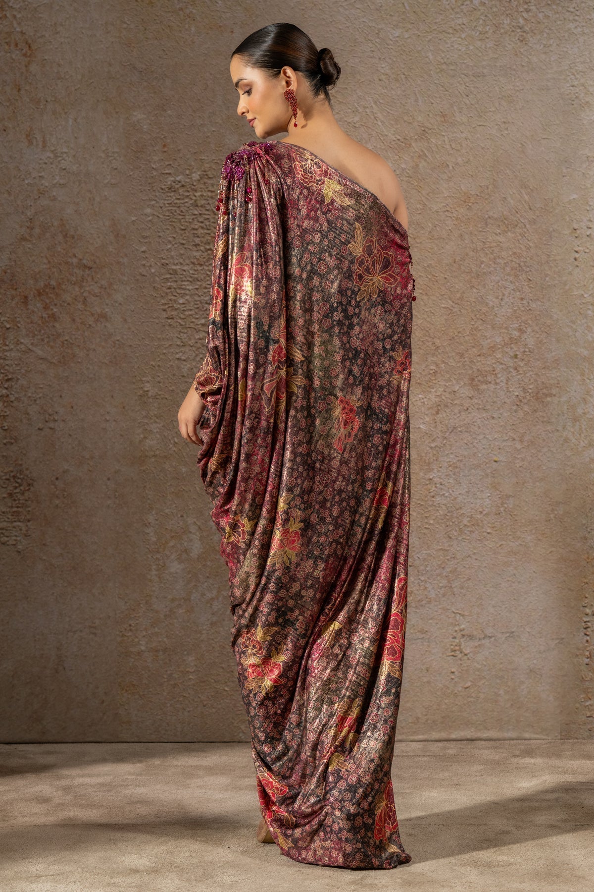 Golden Light Floral Print Dress
