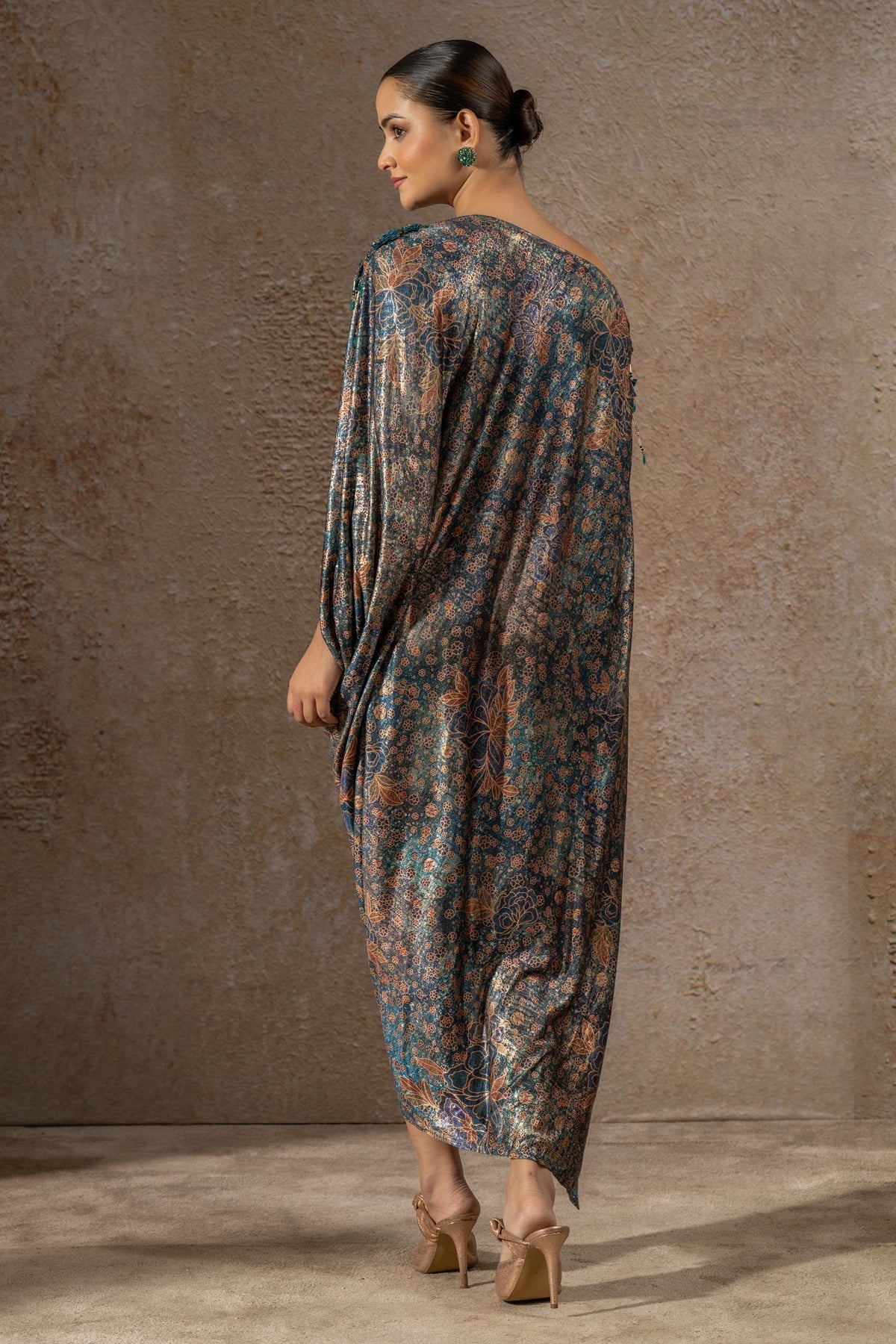 Golden Light Floral Print Dress
