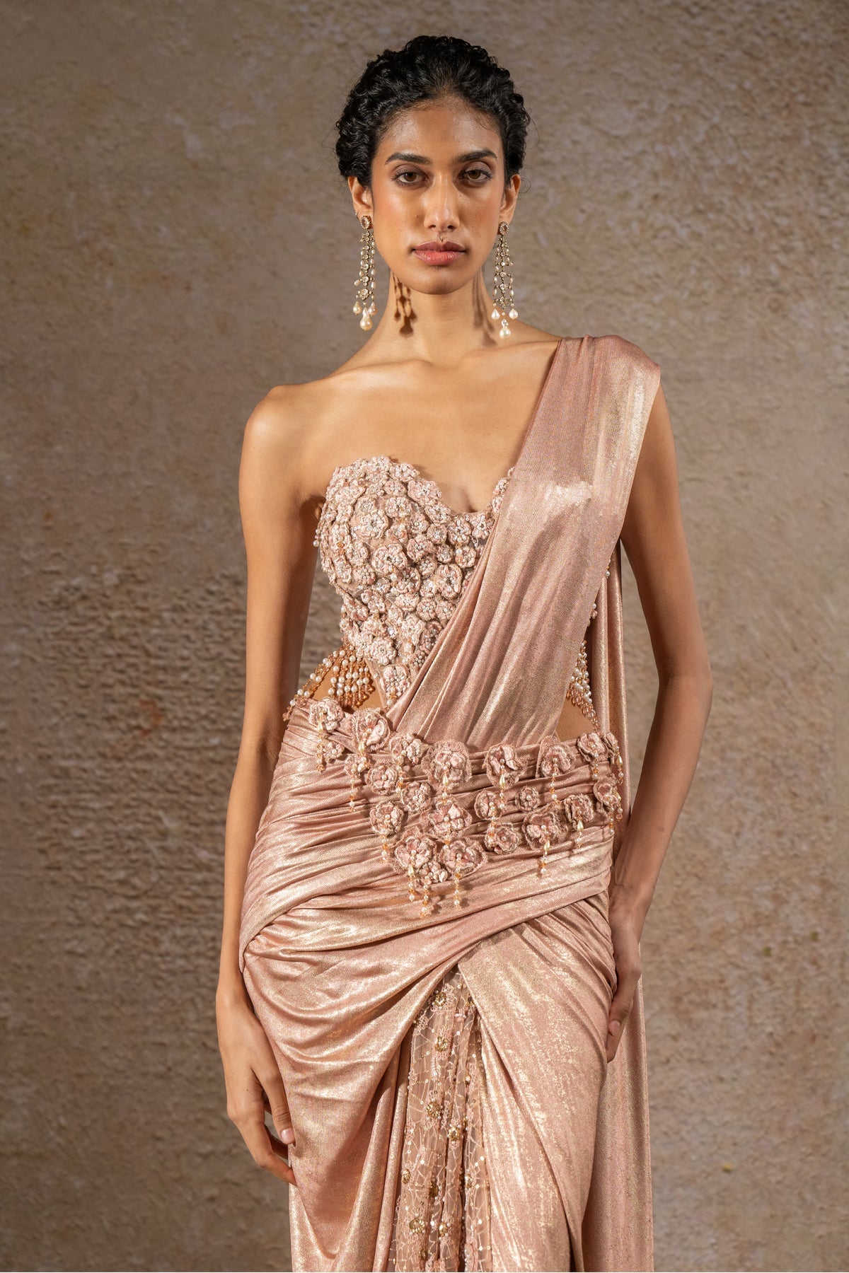 Golden Light Draped Concept Saree & Corset