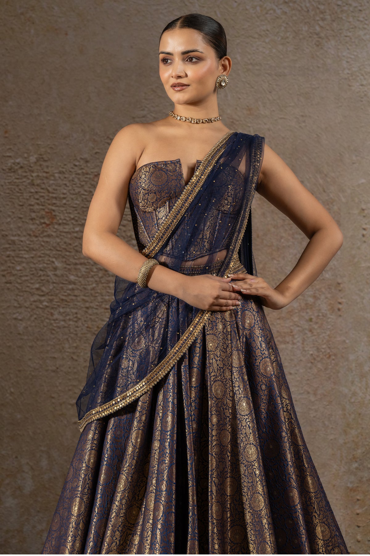 Brocade Lehenga & Corset Set