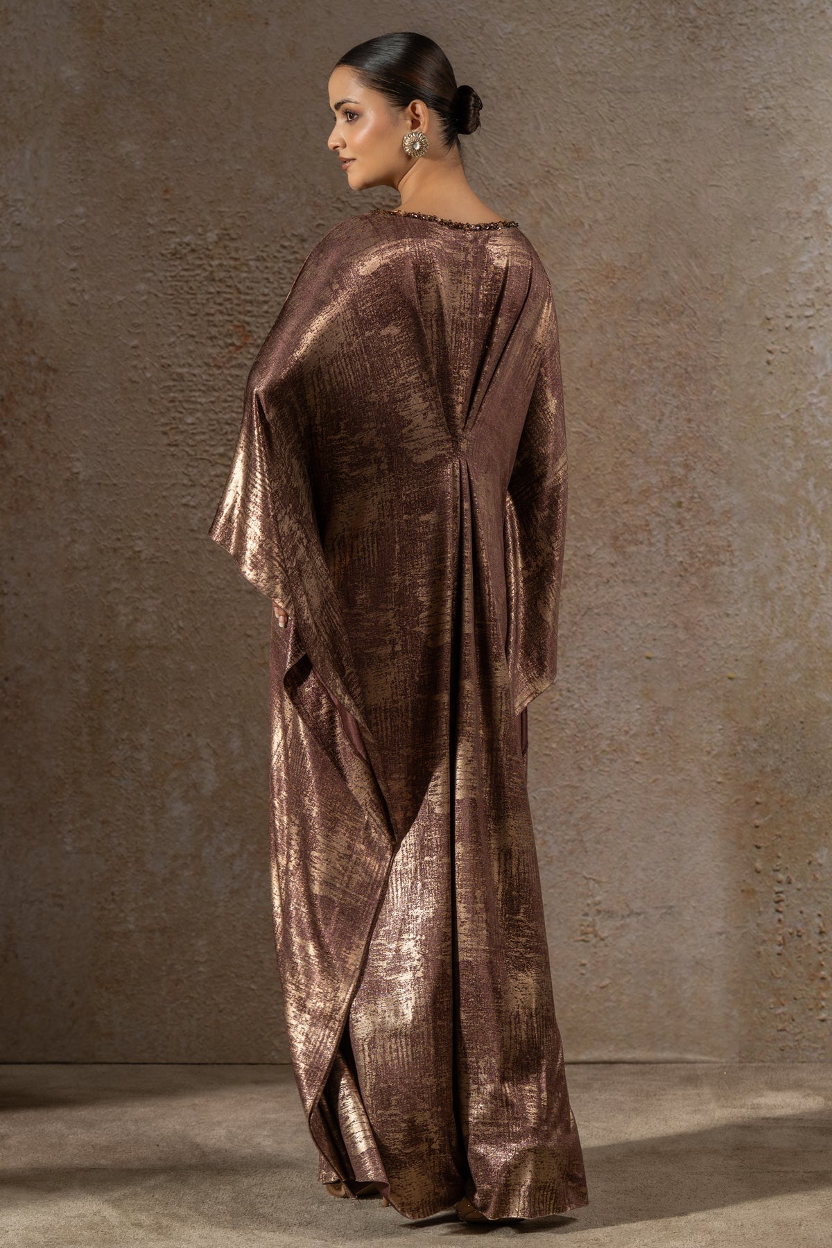 Classic draped dress with brooch