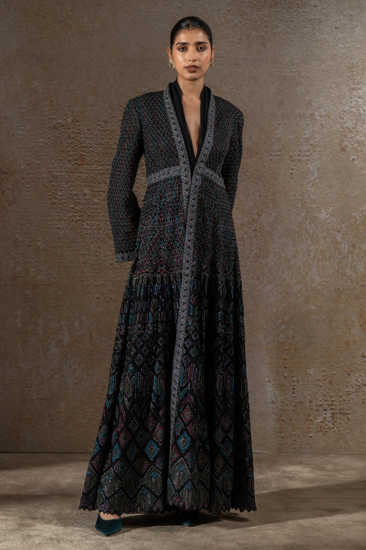 Mosaic Sequin Jacket with Draped Dress