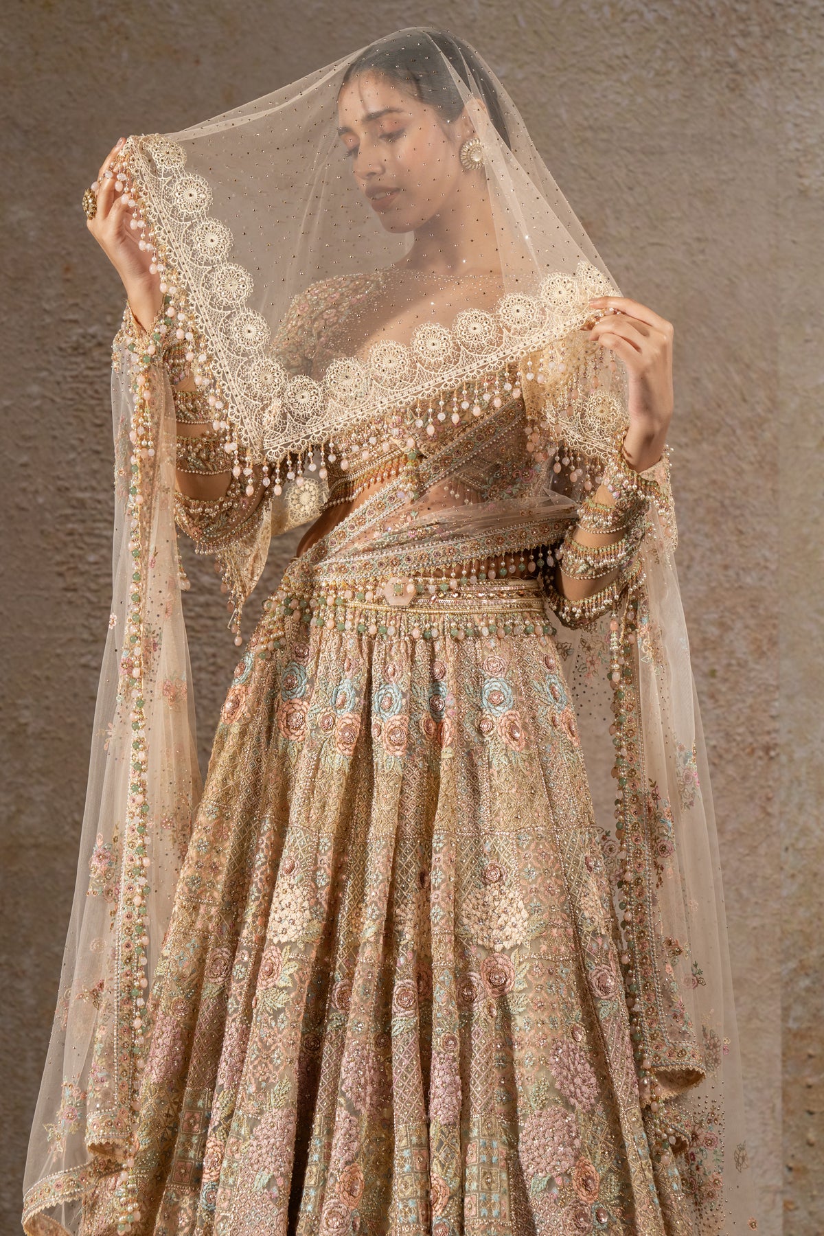 Hand Embroidered Floral Lehenga Set with Dupatta