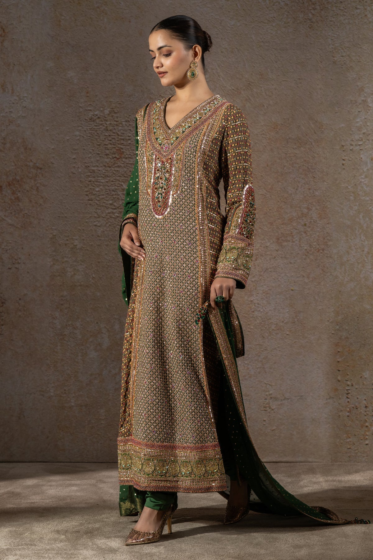 Navratna Bejewelled Kurta Churidar Set