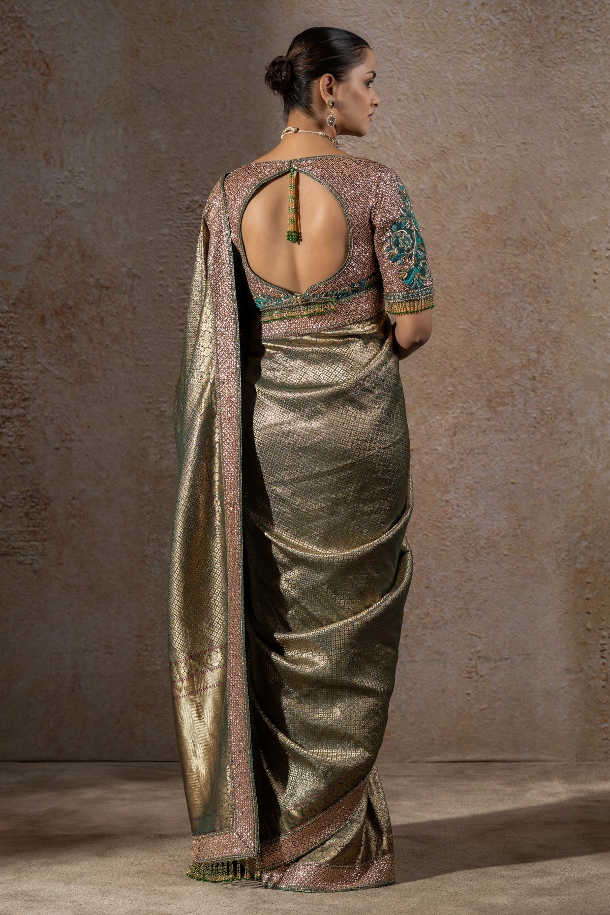 Crystal Detailed Brocade Saree