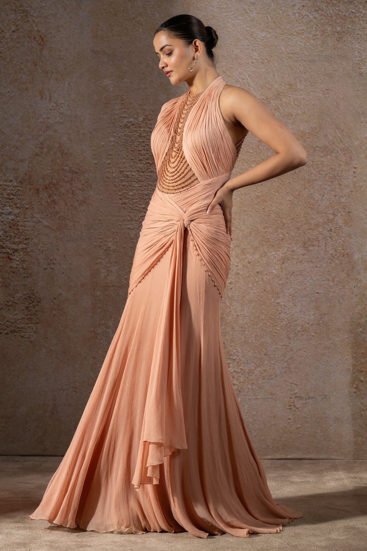 Body Contouring Gown with Pearl Detailing