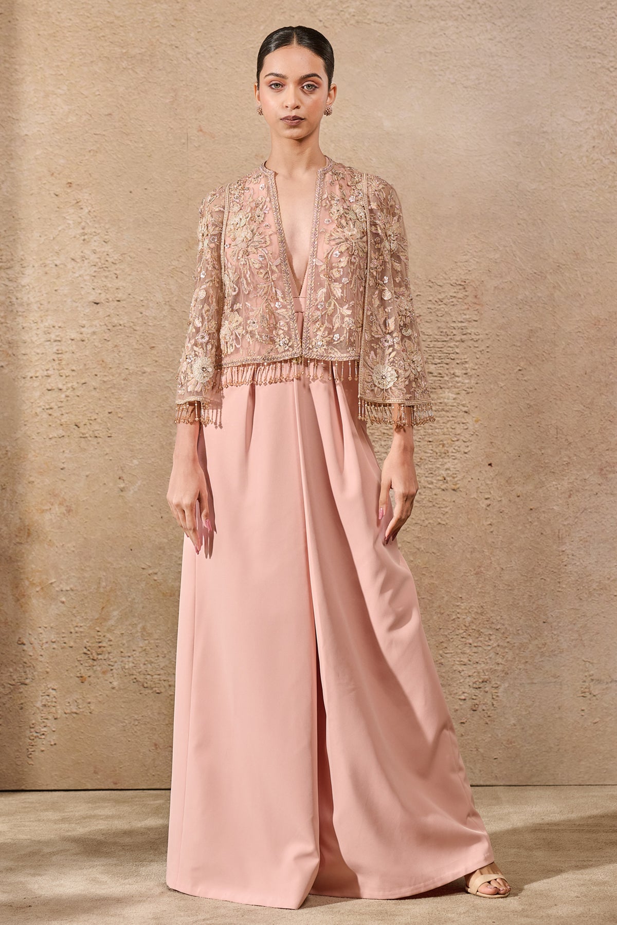 Hand Embroidered Floral Cape