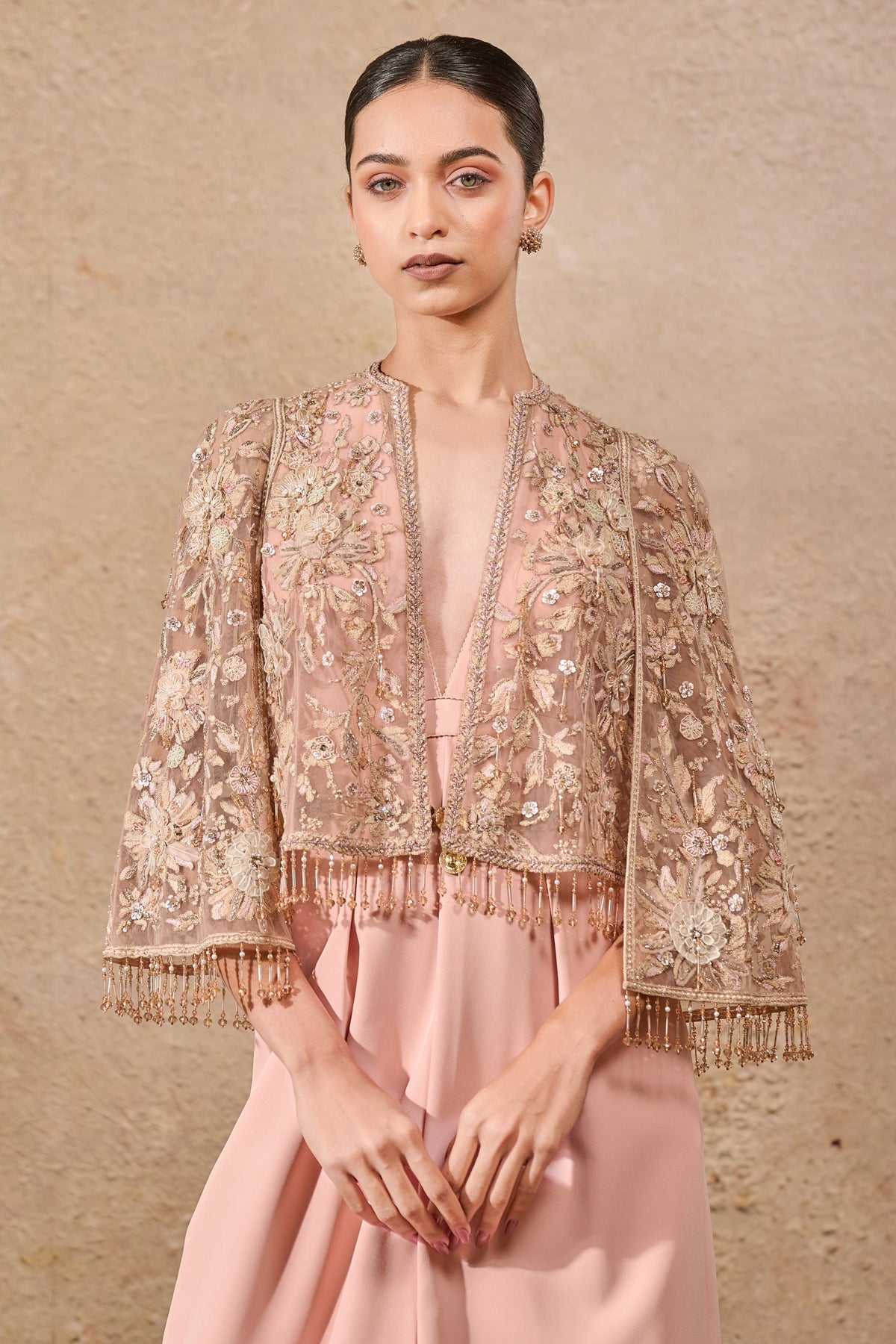 Hand Embroidered Floral Cape