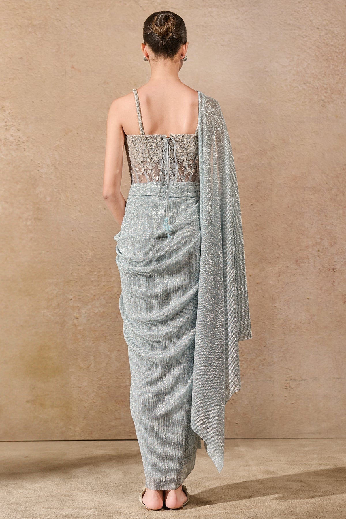 Languid Summer Metallic Crinkle Concept Saree