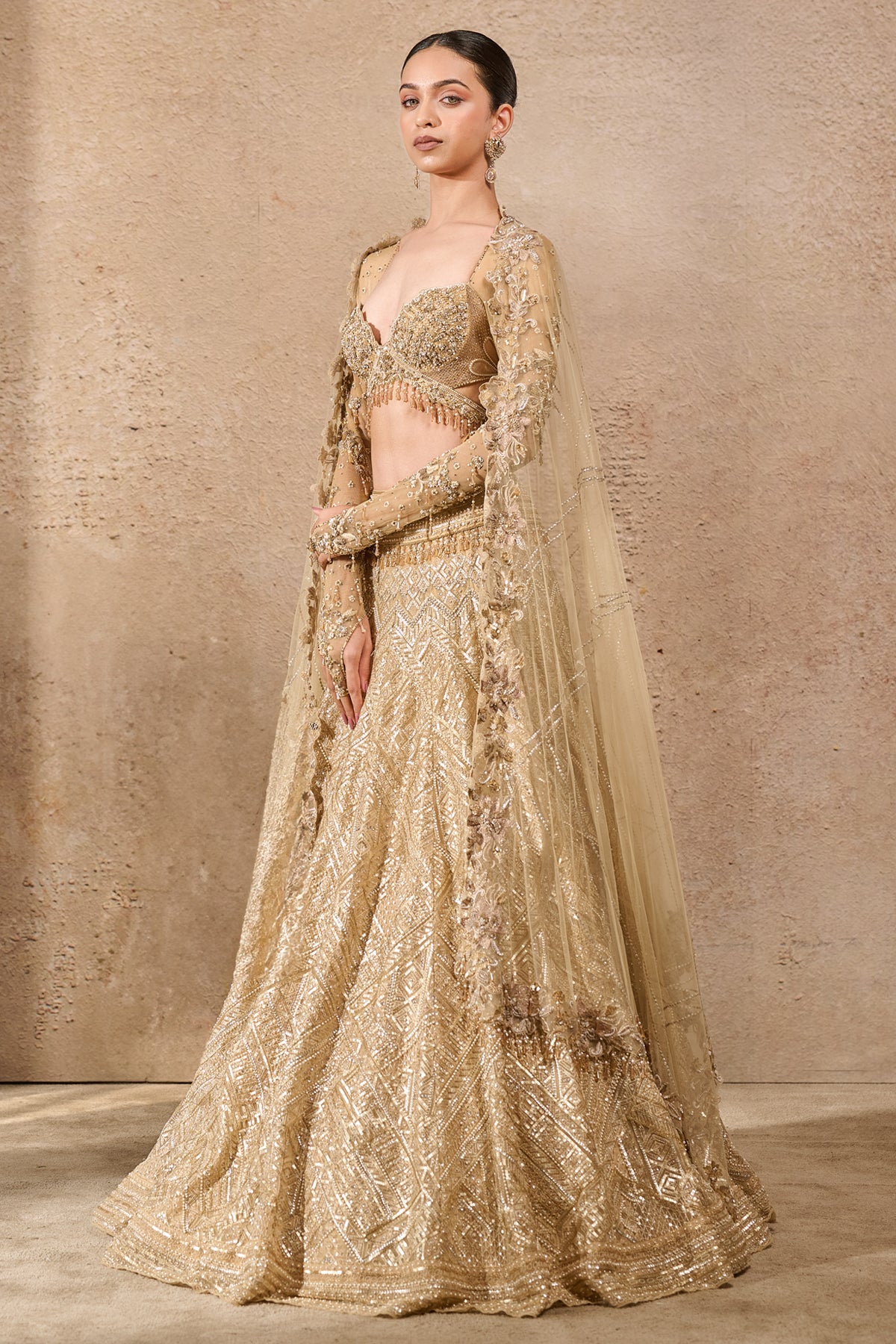Pearl And Sequin Embroidered Lehenga