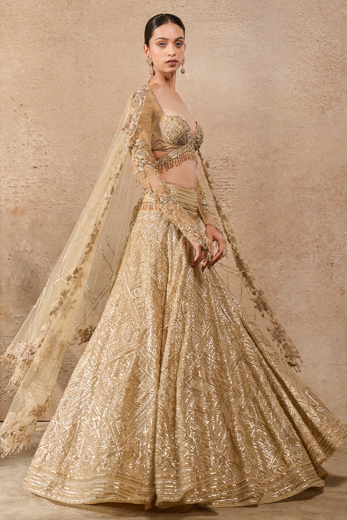 Pearl And Sequin Embroidered Lehenga