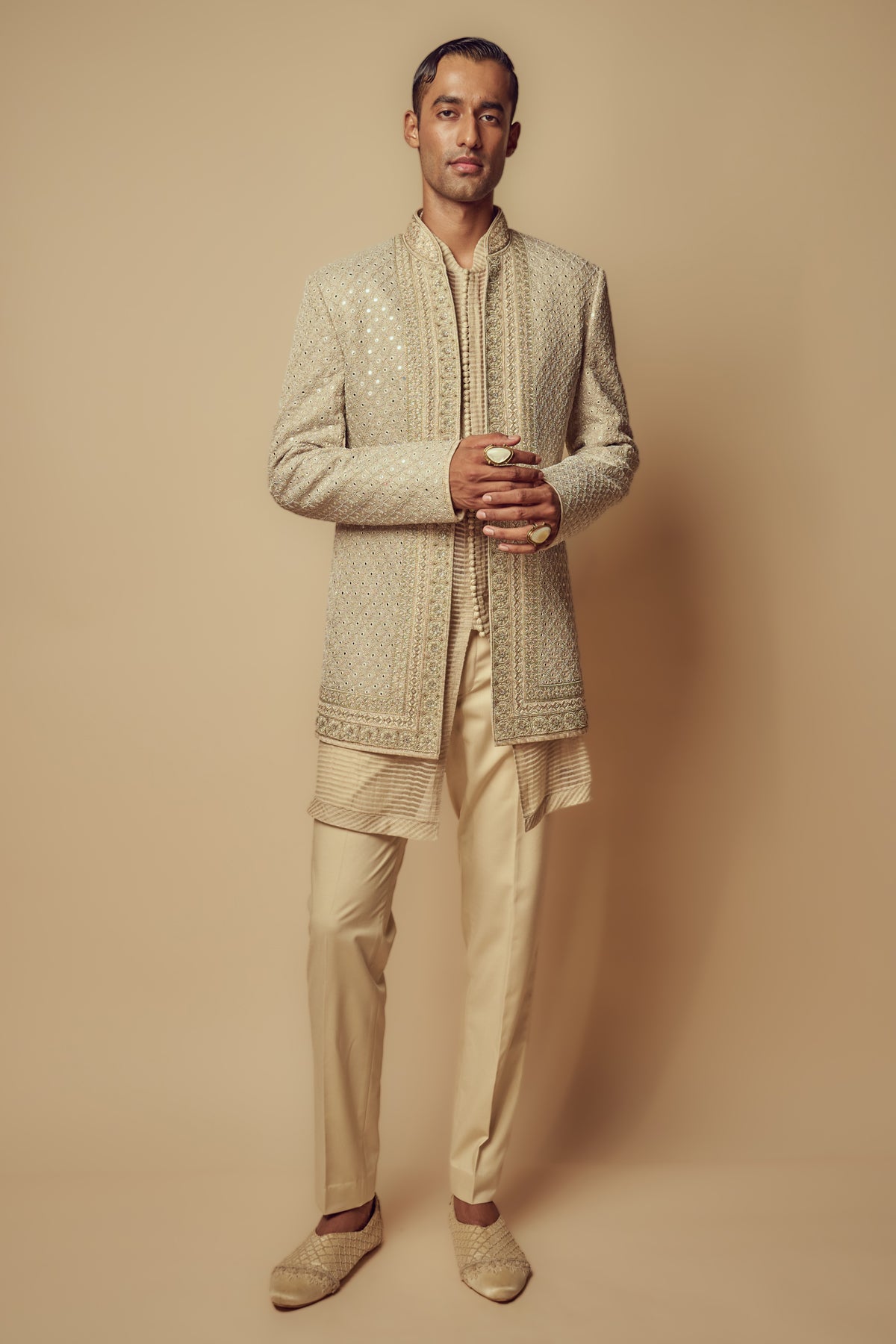 Bandhgala Set In Ivory