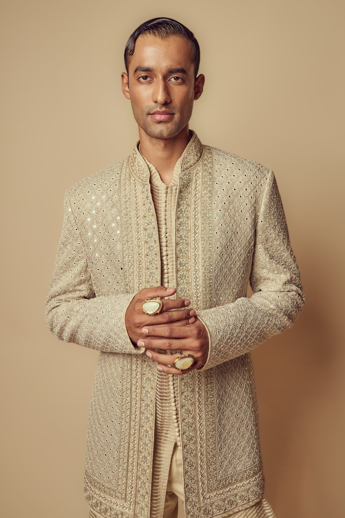 Bandhgala Set In Ivory