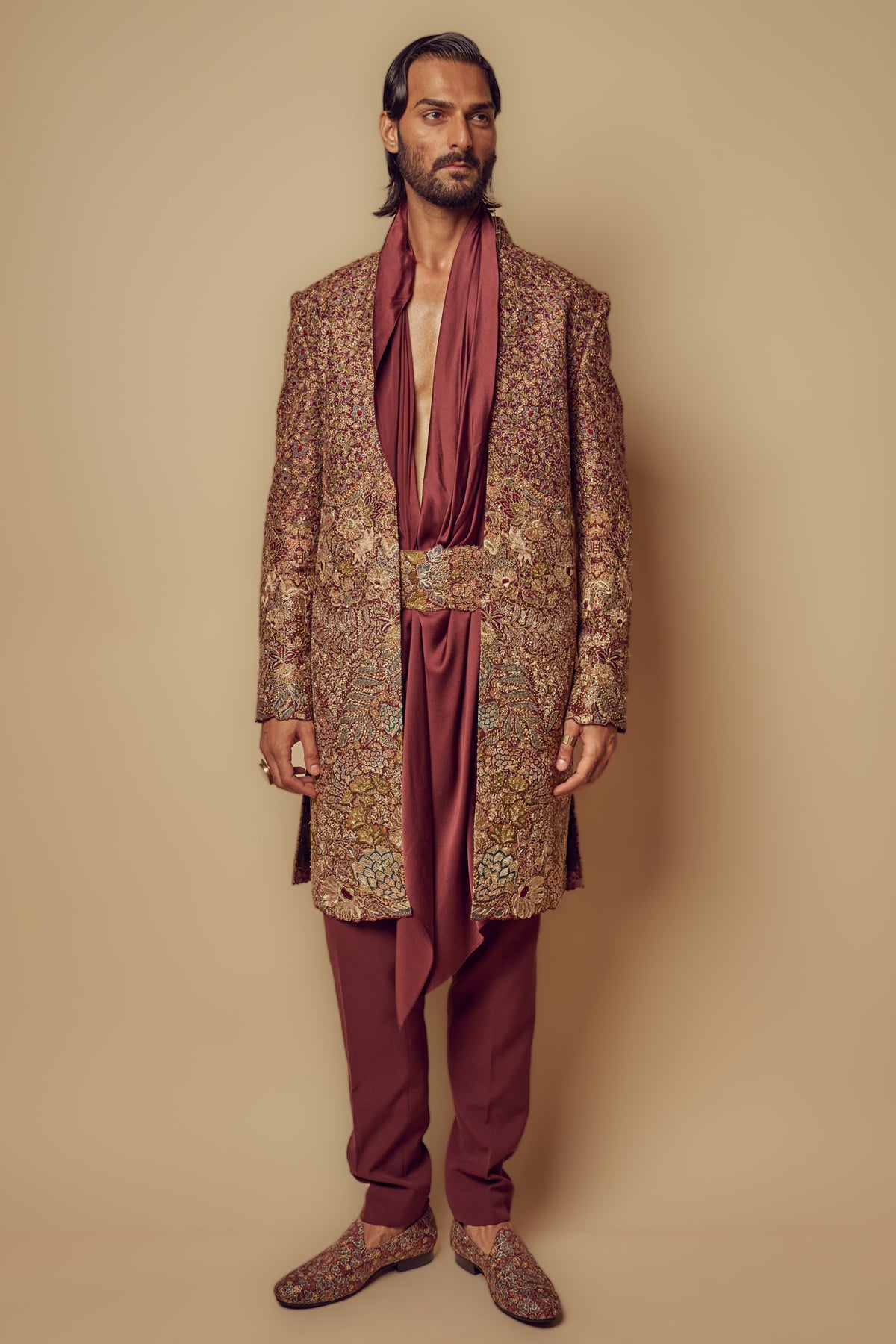 Printed Silk Sherwani Set