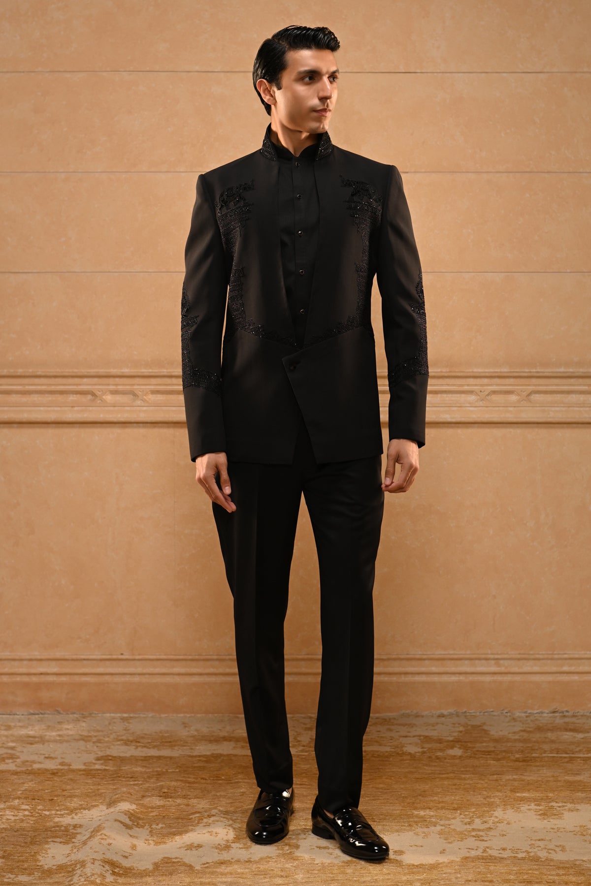 Temple Motif Bandhgala Set