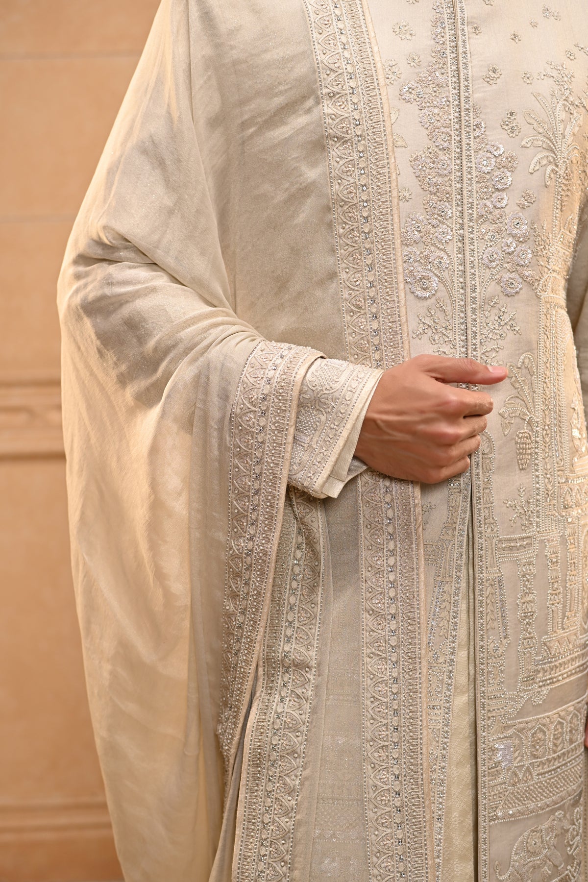 Temple Motif Sherwani Set