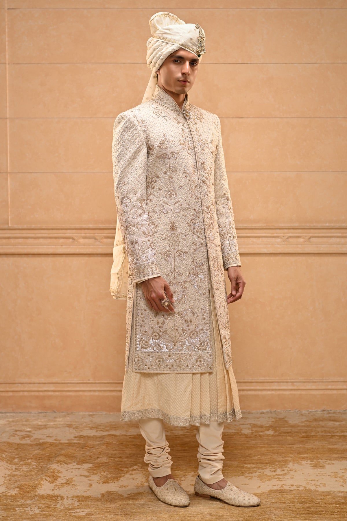 Classic Floral Sherwani Set
