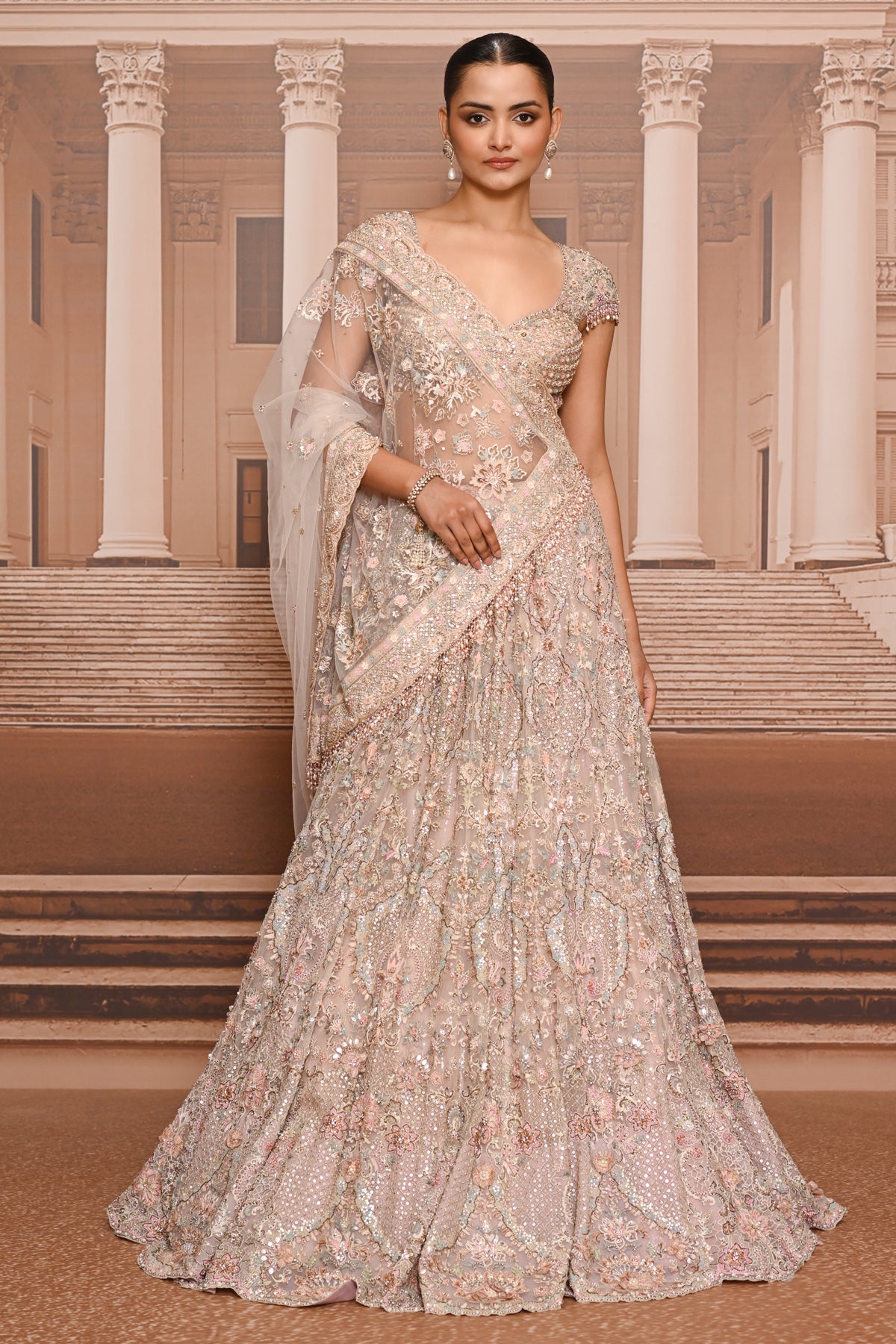 Ever Bloom Aari Embroidered Kalidar Lehenga