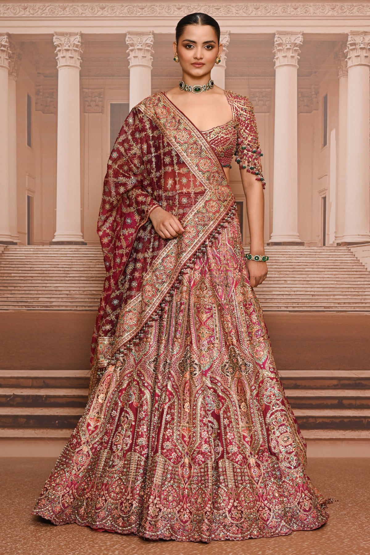 Ever Bloom Byzantium Painted Kashida Lehenga