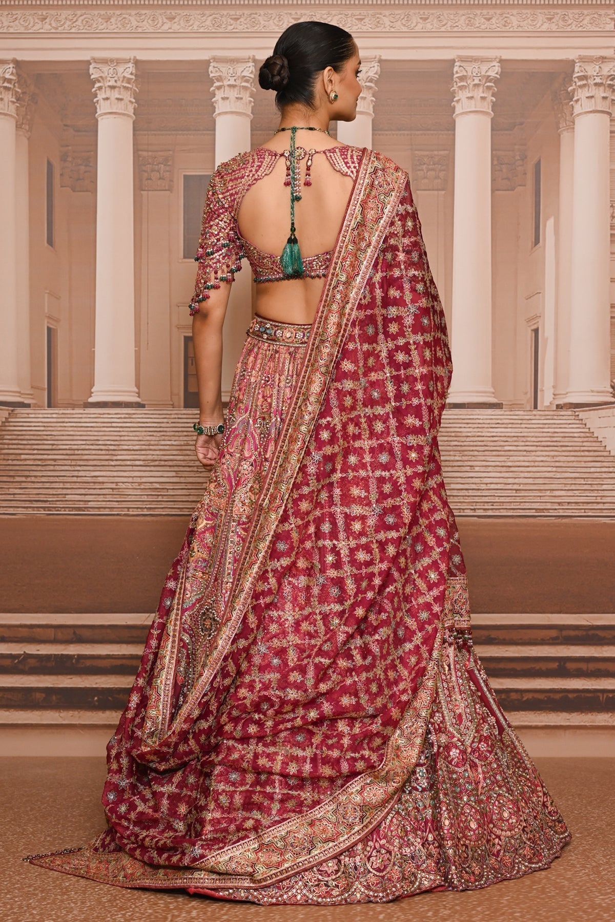 Ever Bloom Byzantium Painted Kashida Lehenga